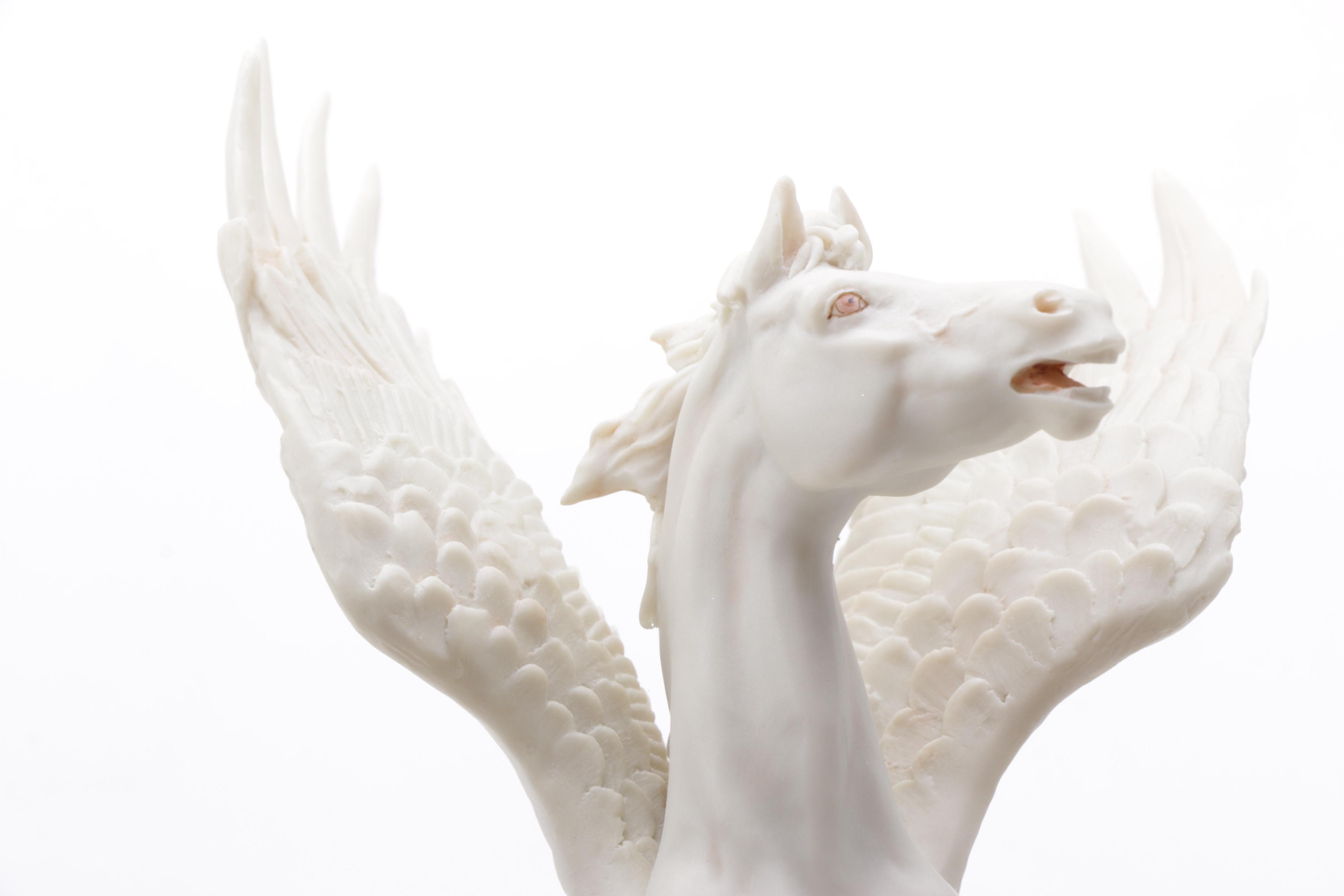Reproduction Resin Sculpture of Pegasus After A. Belcari and Miniature Figurine