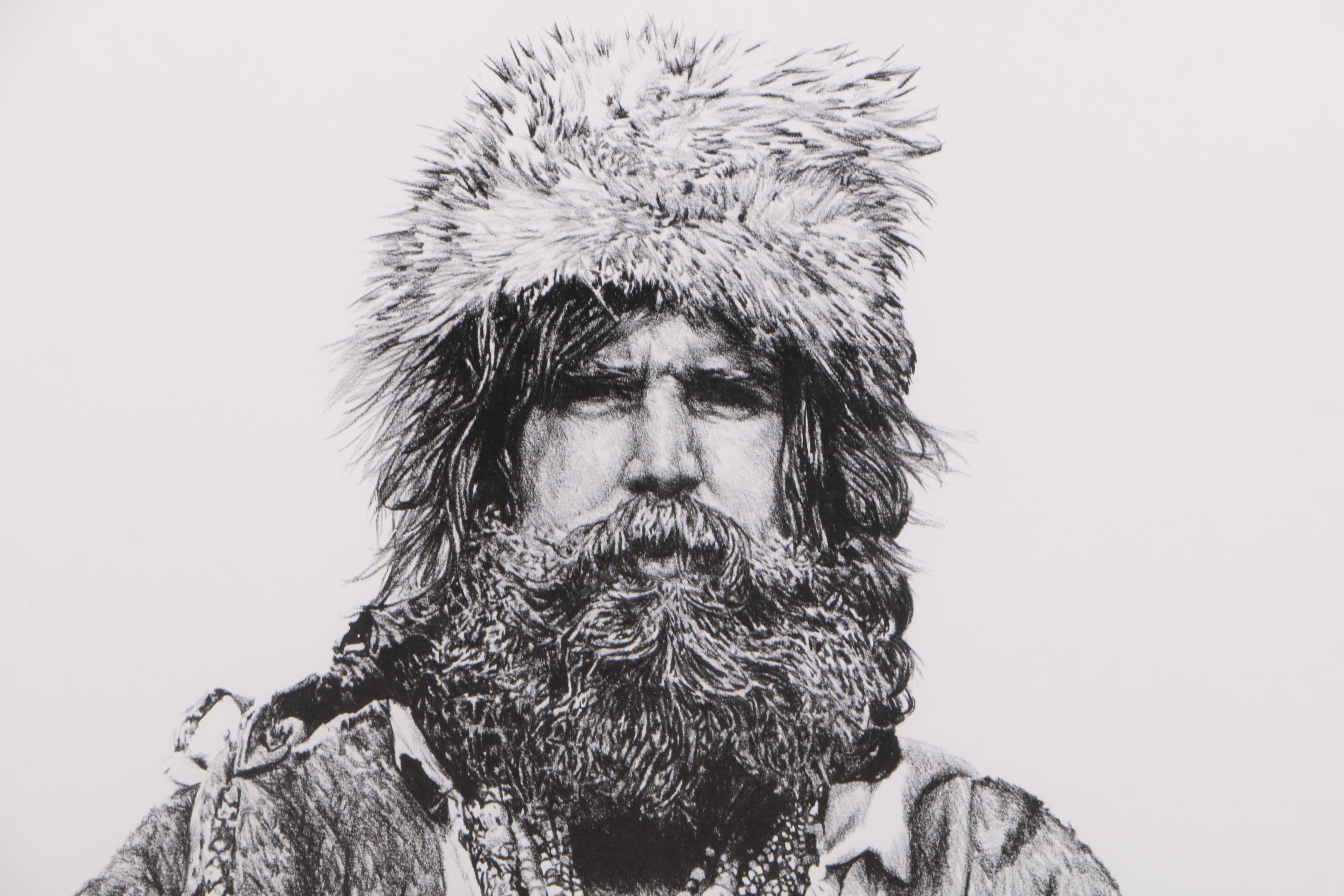 Louie Reynolds Limited Edition Offset Lithograph of a Man "Iron Horn"