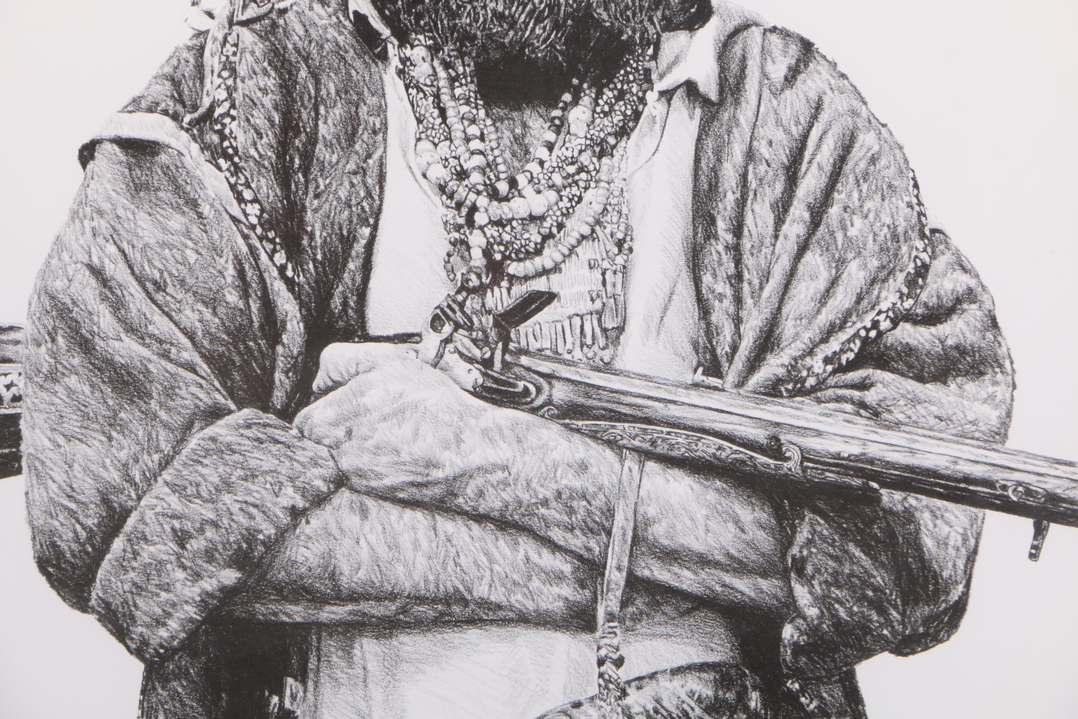 Louie Reynolds Limited Edition Offset Lithograph of a Man "Iron Horn"