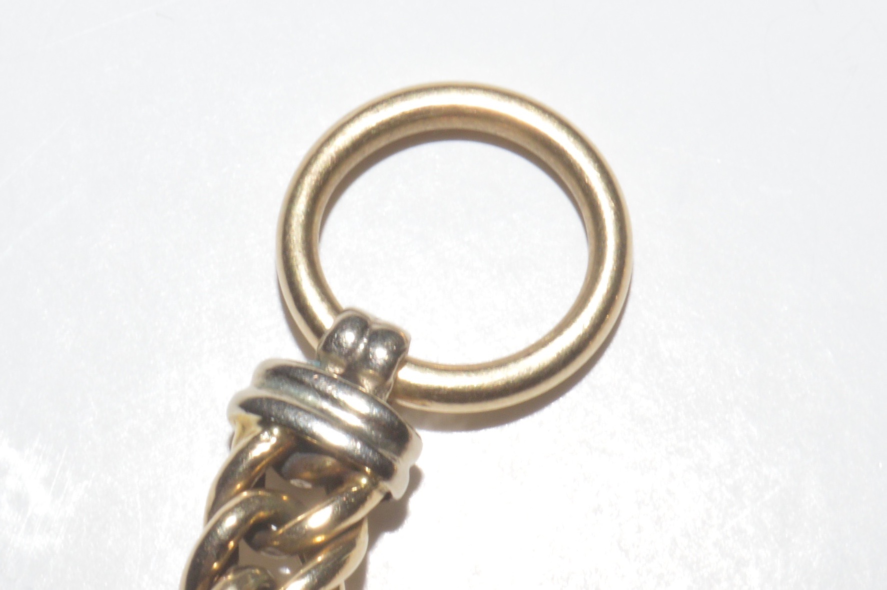 14K Yellow Gold Braided Bracelet with a Dyed Chalcedony Decorated Clasp