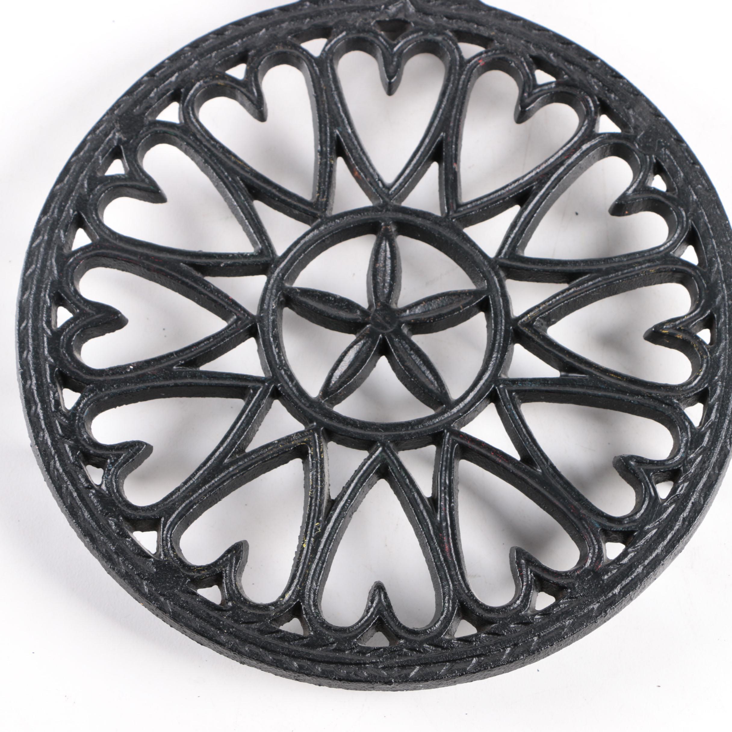 Vintage Cast Iron Trivets Including John Zimmerman Harner