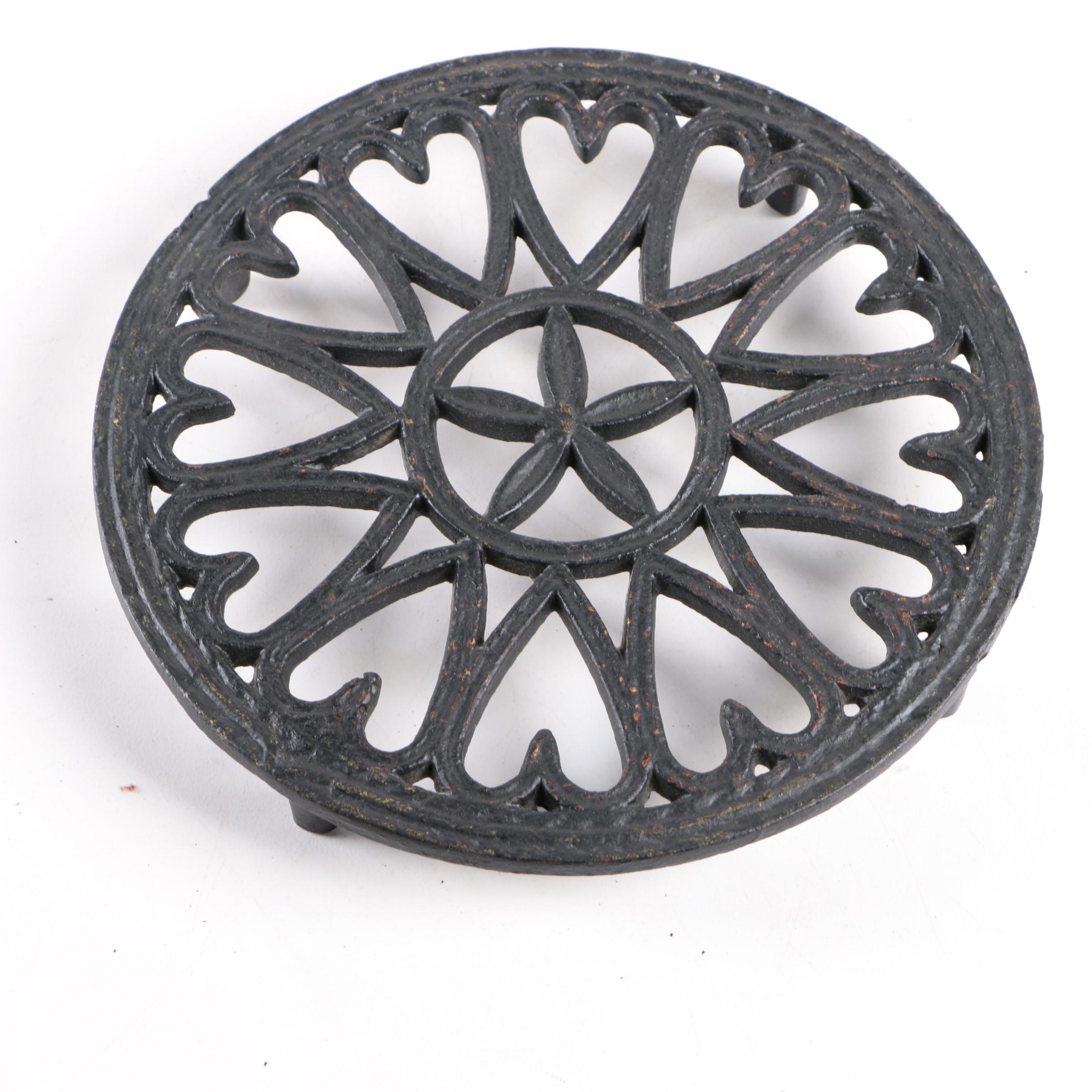 Vintage Cast Iron Trivets Including John Zimmerman Harner