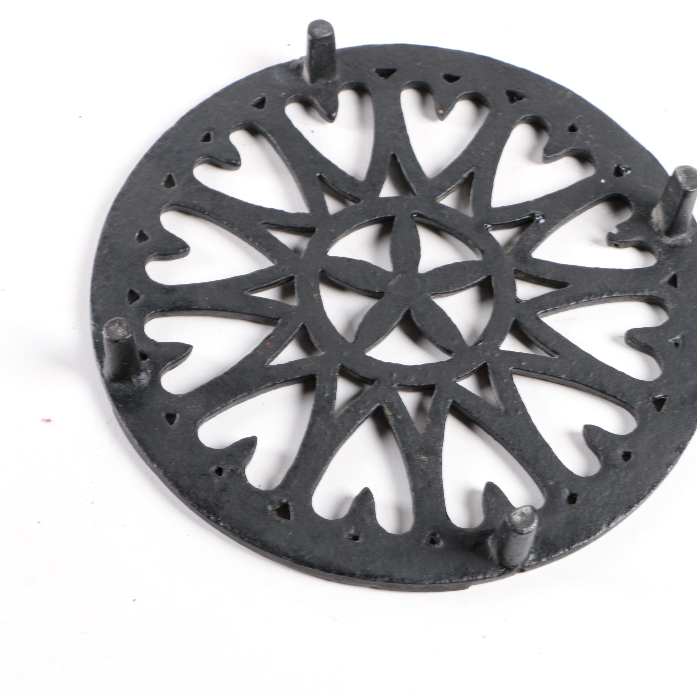Vintage Cast Iron Trivets Including John Zimmerman Harner