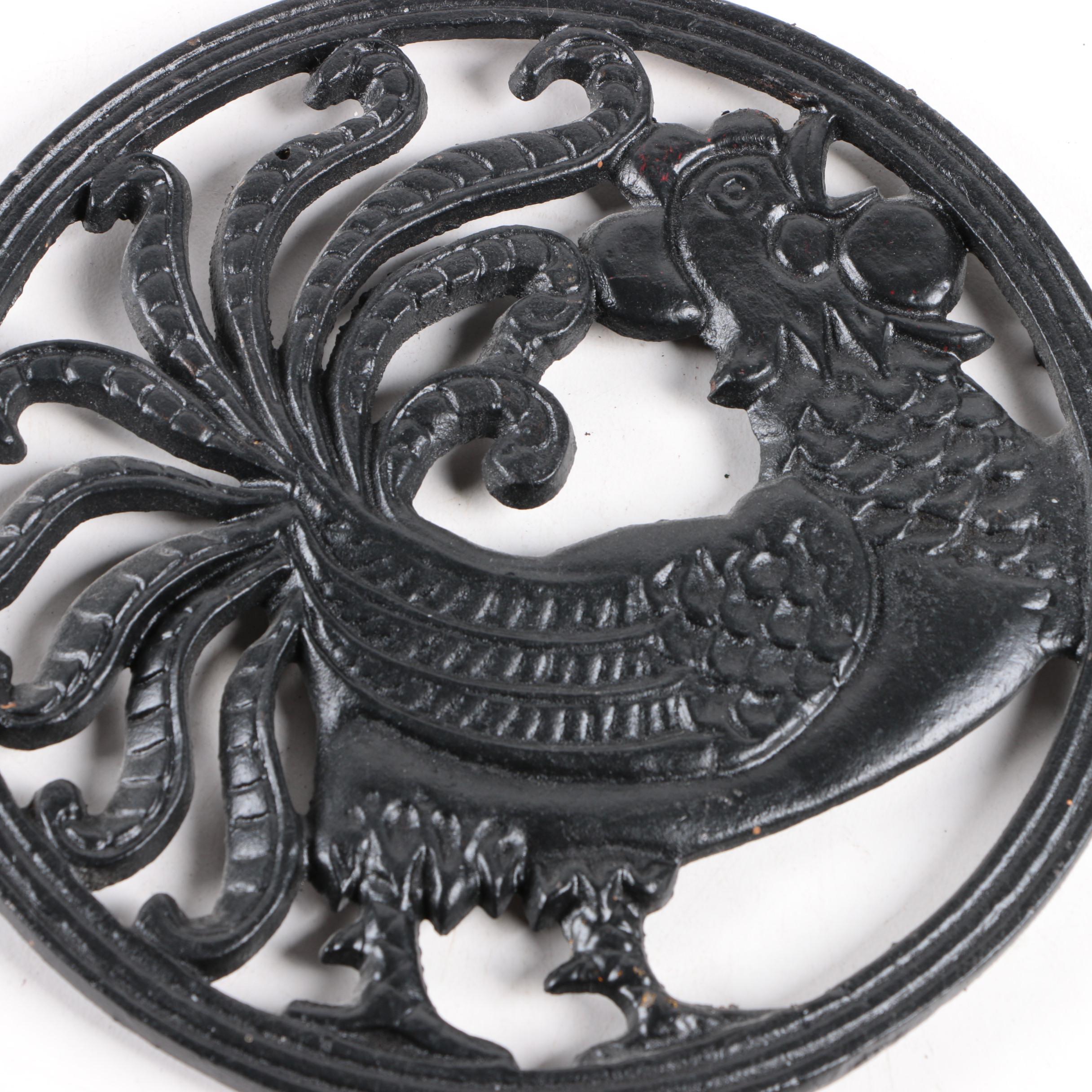 Vintage Cast Iron Trivets Including John Zimmerman Harner