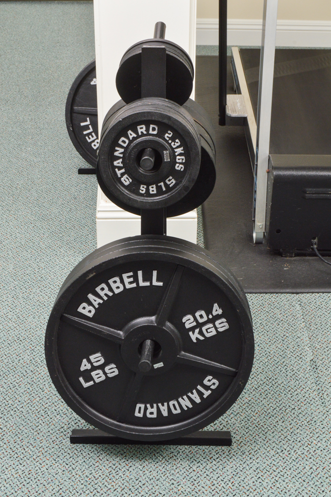 Body Solid weight tree 4 - 2.5 lbs  8 - 5 lbs 4 - 25 lbs 3 - 45 lbs