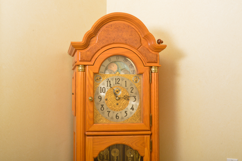 King Arthur Clock Company Oak Grandfather Clock