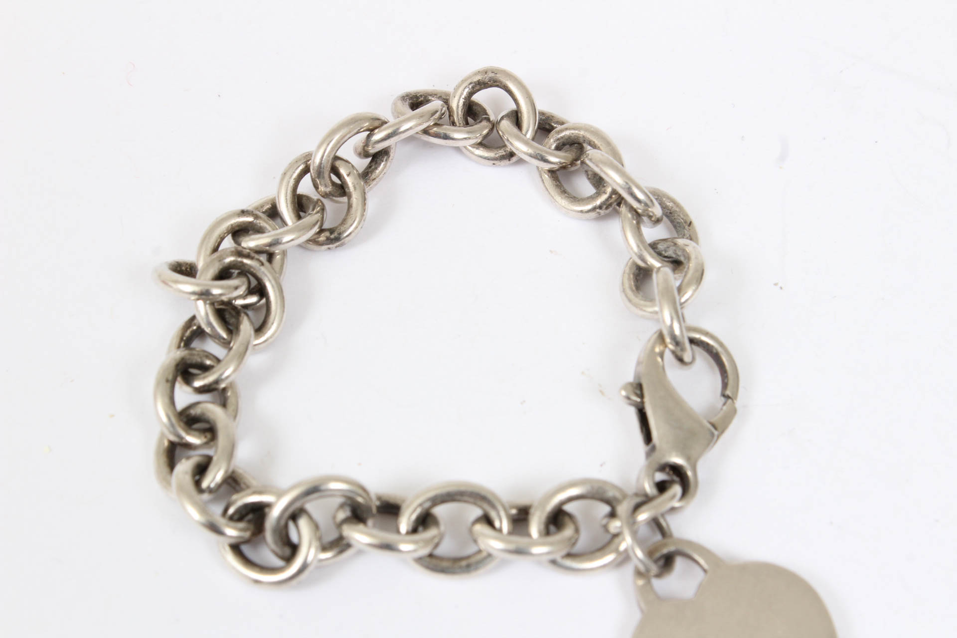 Sterling Silver Link Bracelet with Heart Charm