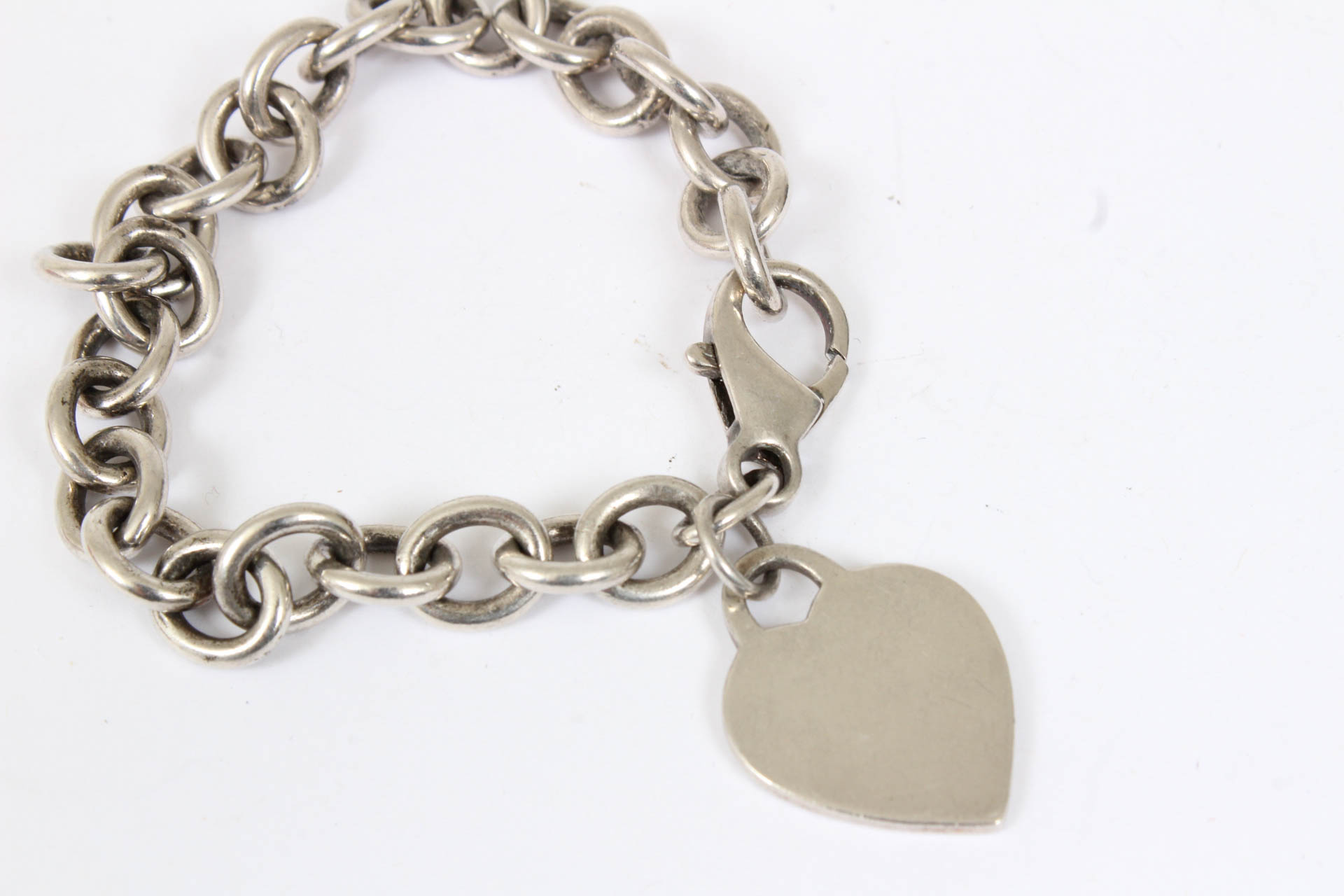 Sterling Silver Link Bracelet with Heart Charm