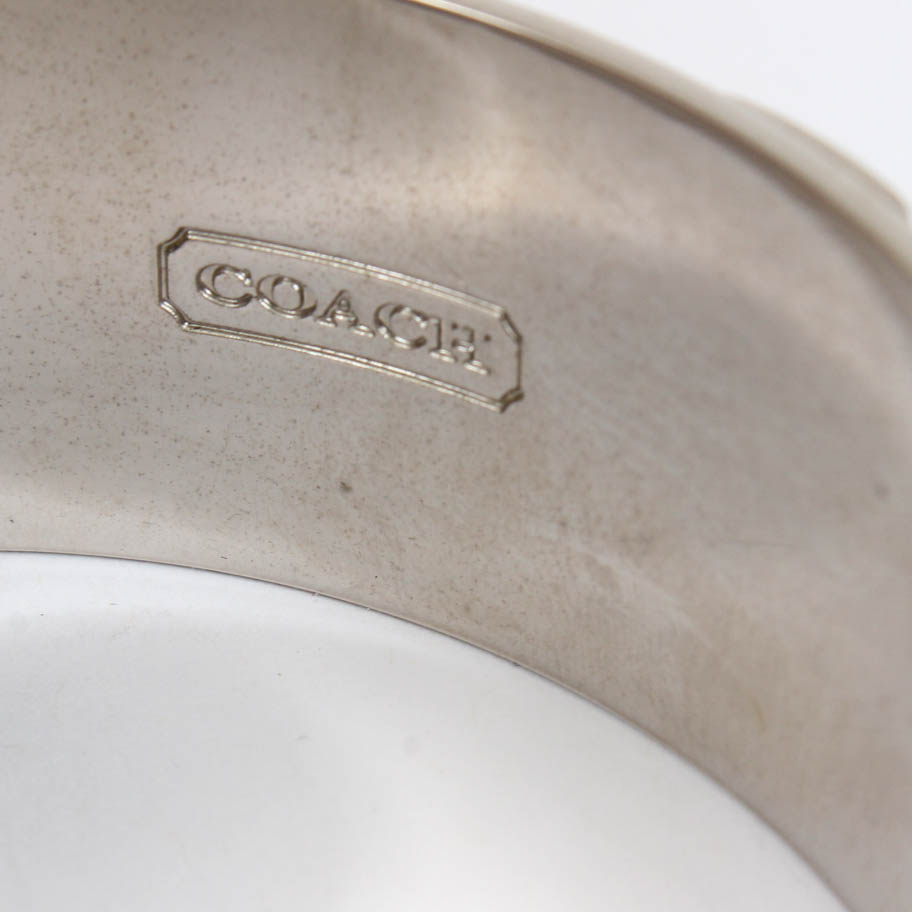 Coach Silver Tone Signature Bangle Bracelet