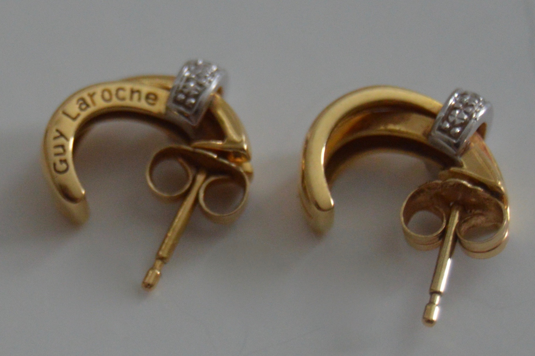 Guy Laroche 18K Gold and Diamond Earrings