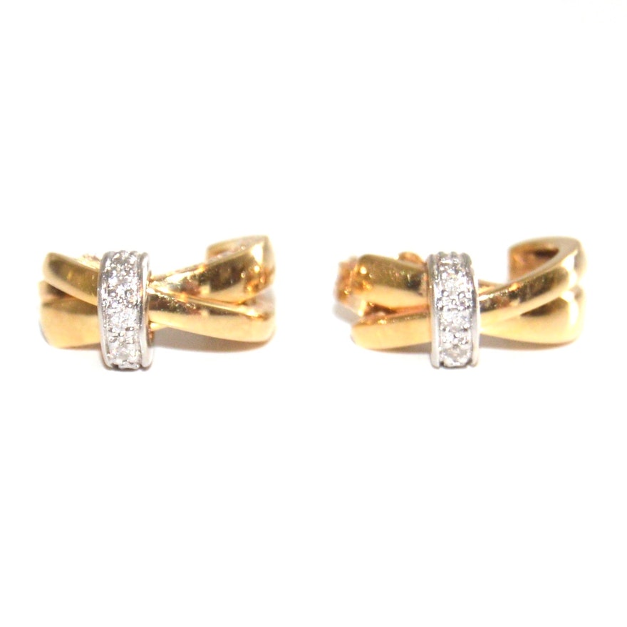 Guy Laroche 18K Gold and Diamond Earrings