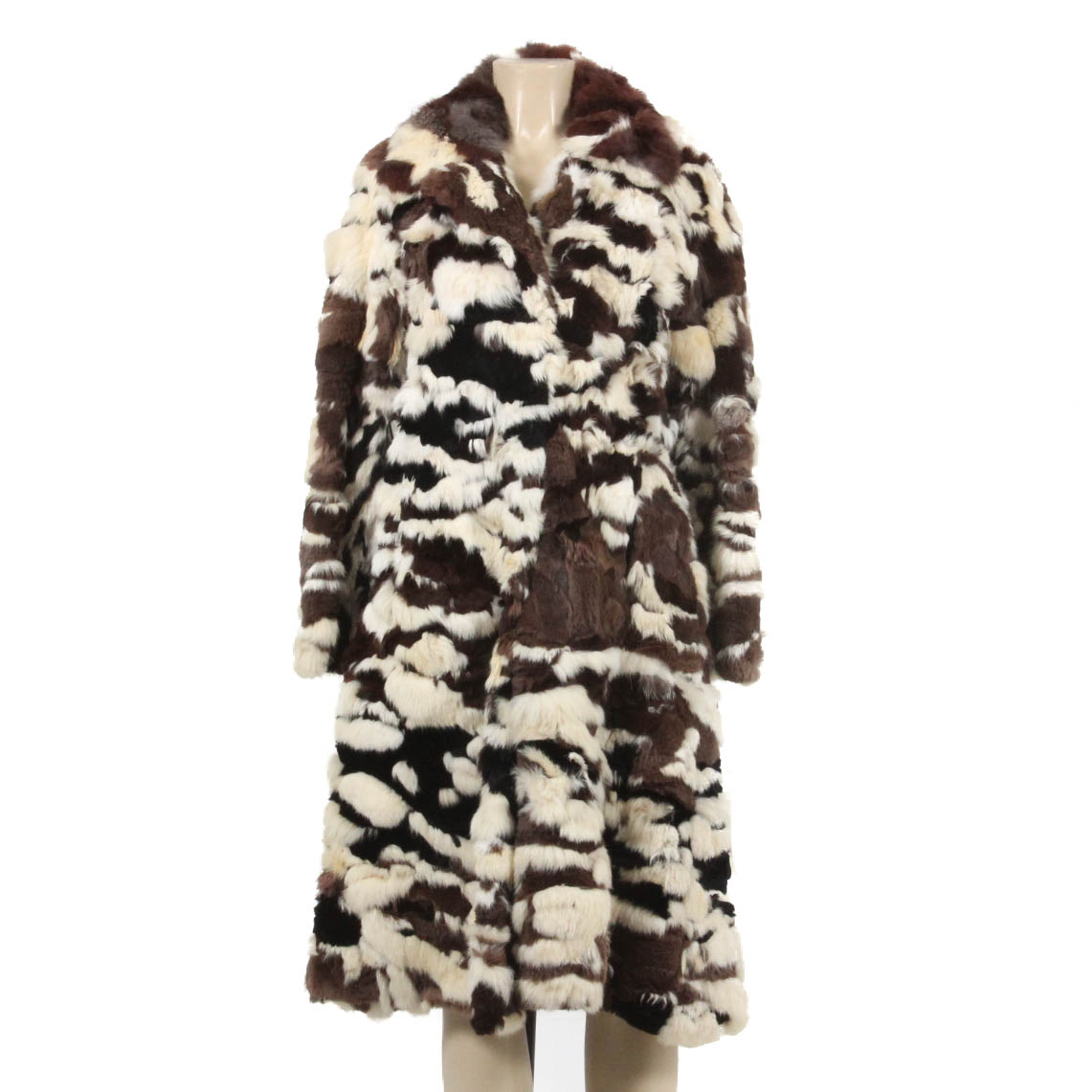 Vintage Patchwork Rabbit Fur Coat