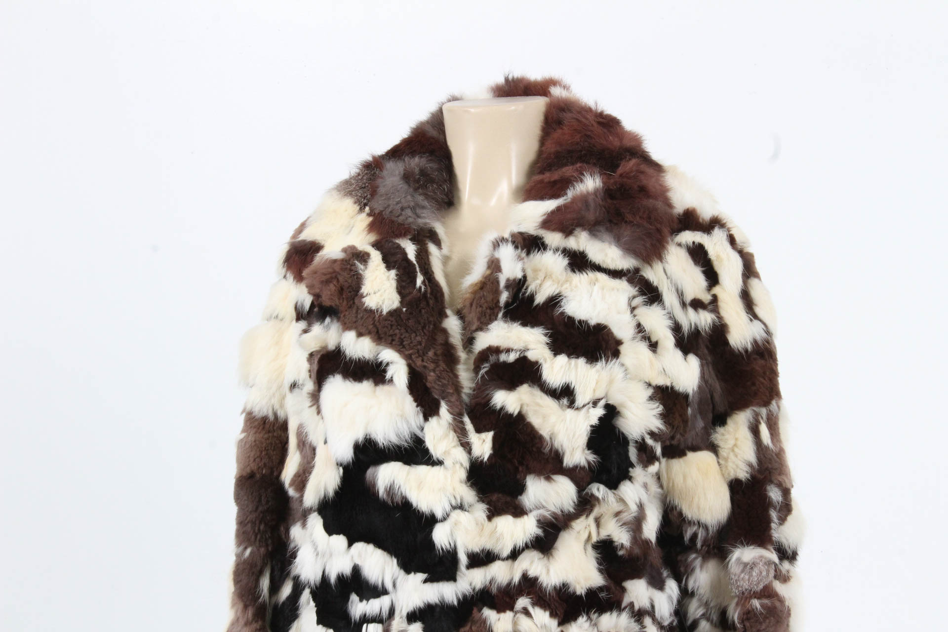 Vintage Patchwork Rabbit Fur Coat