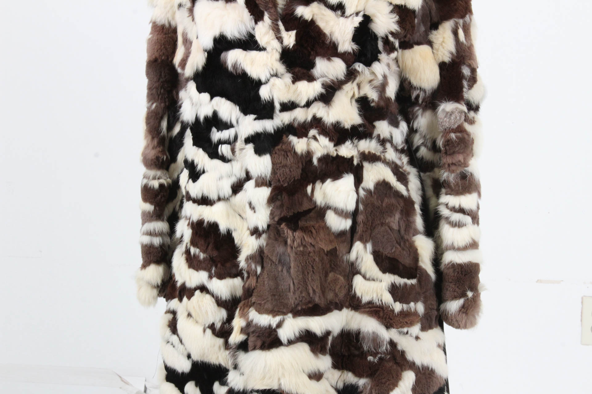 Vintage Patchwork Rabbit Fur Coat