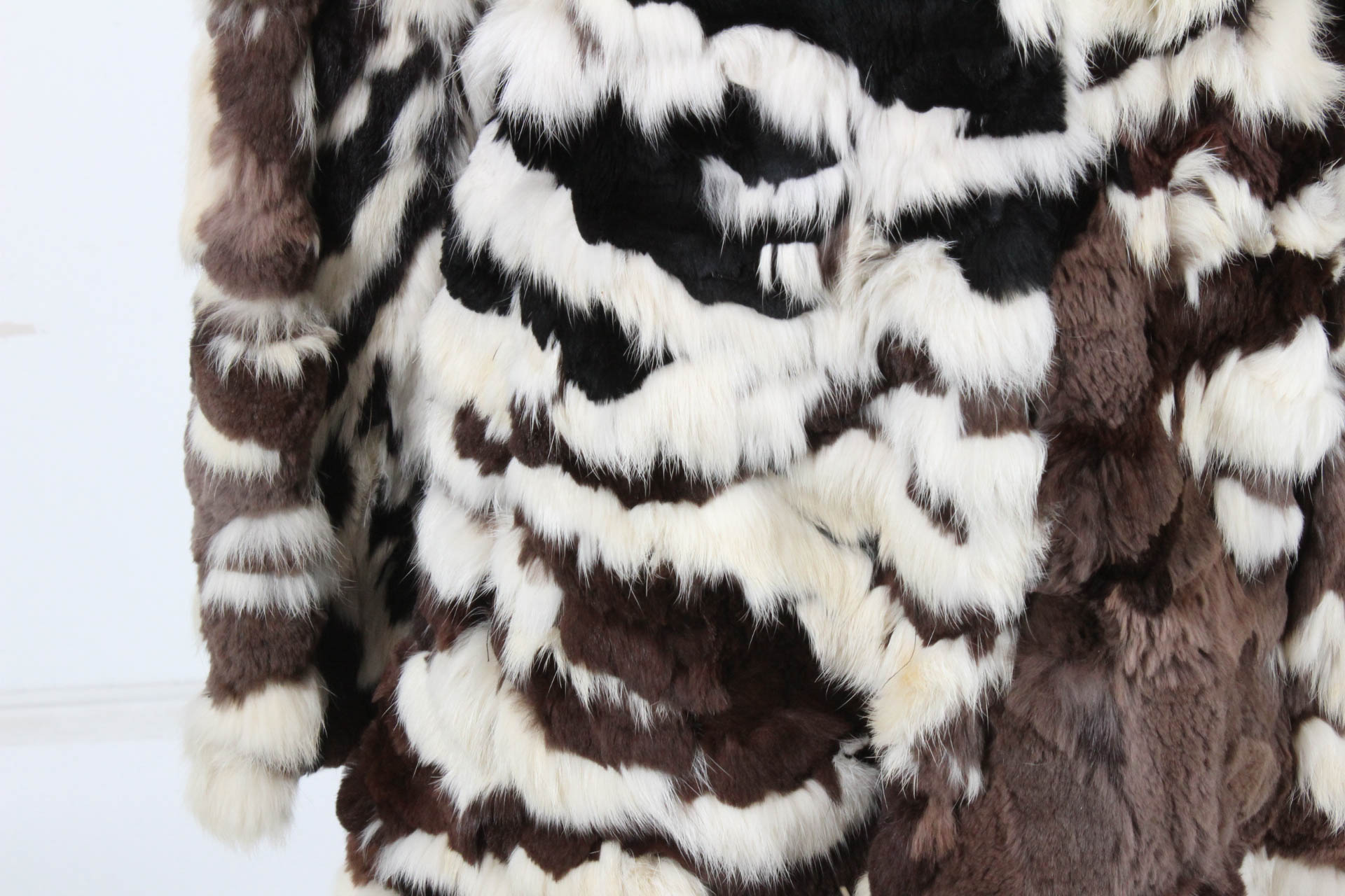 Vintage Patchwork Rabbit Fur Coat