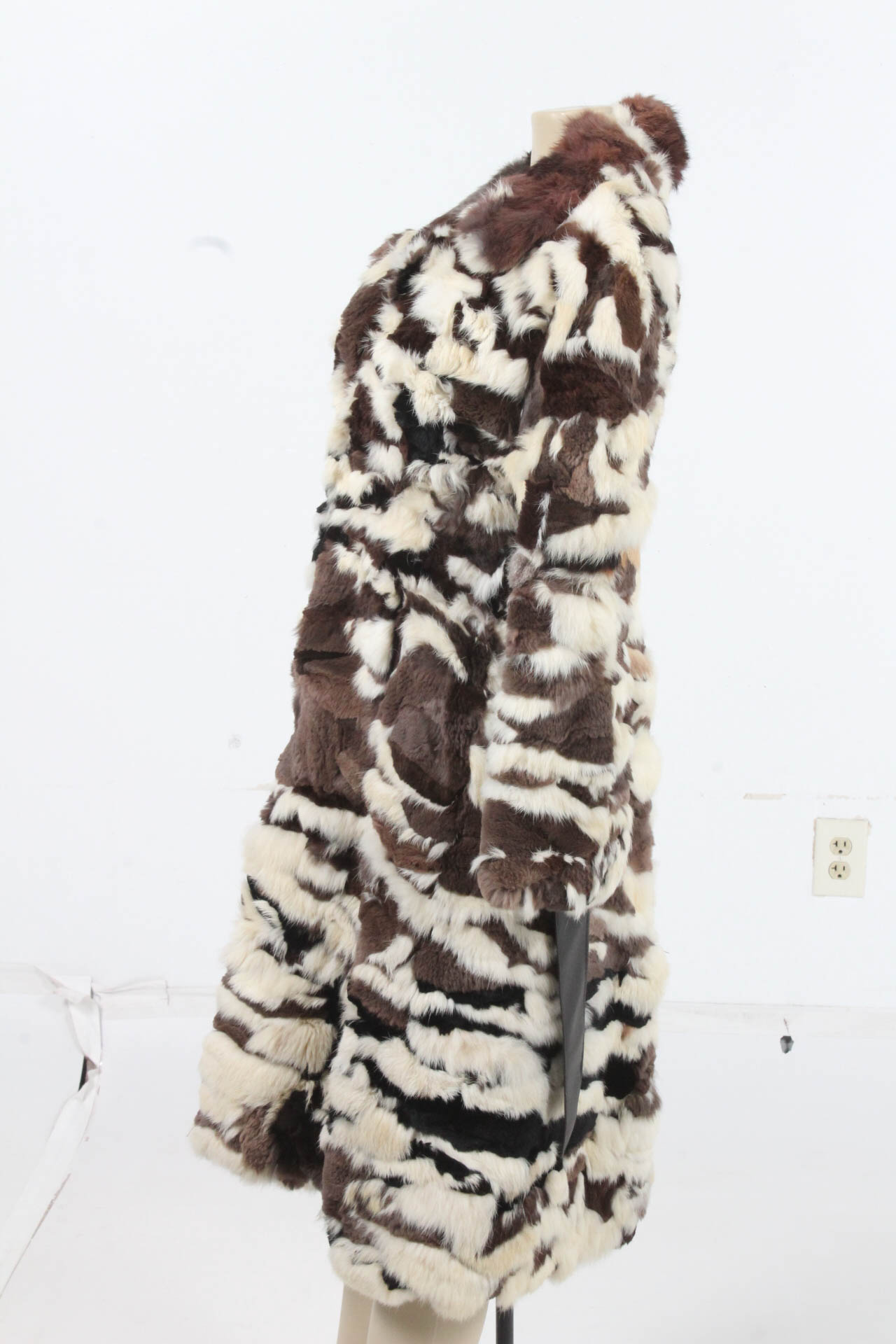Vintage Patchwork Rabbit Fur Coat