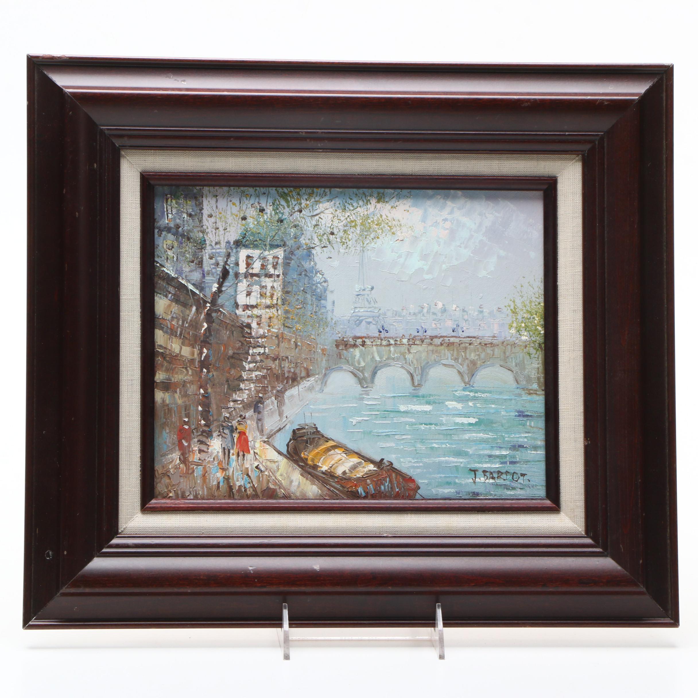 J. Bardot Oil Painting of the Seine River