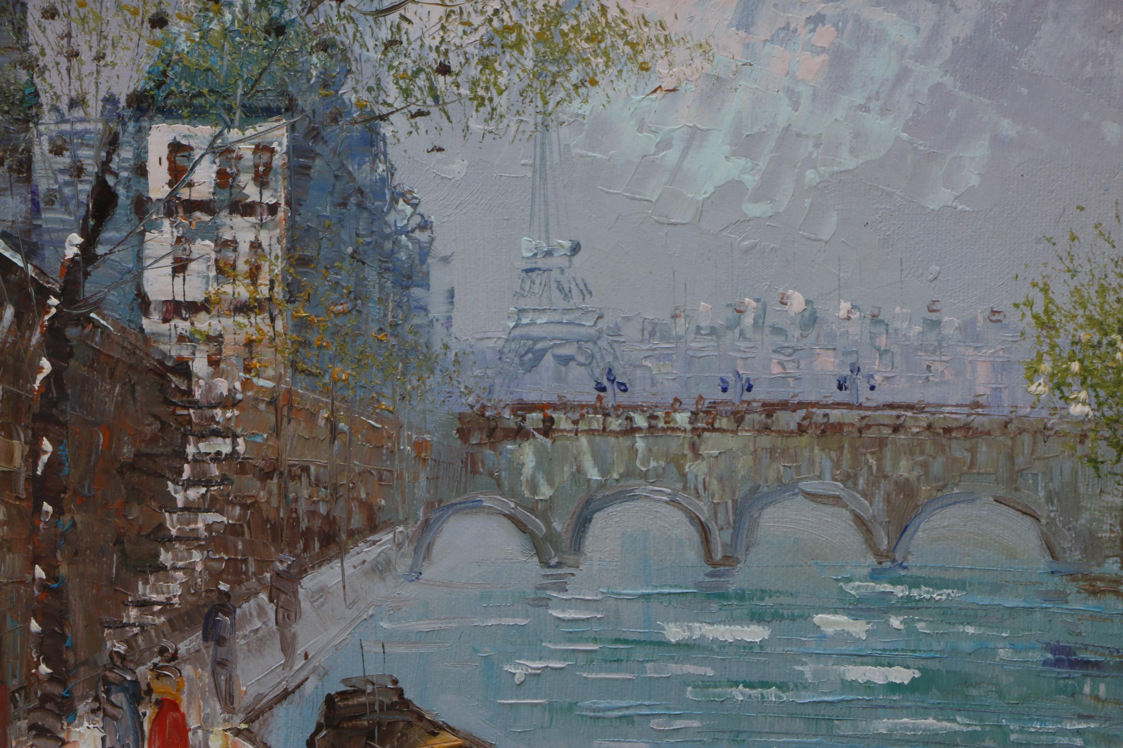 J. Bardot Oil Painting of the Seine River