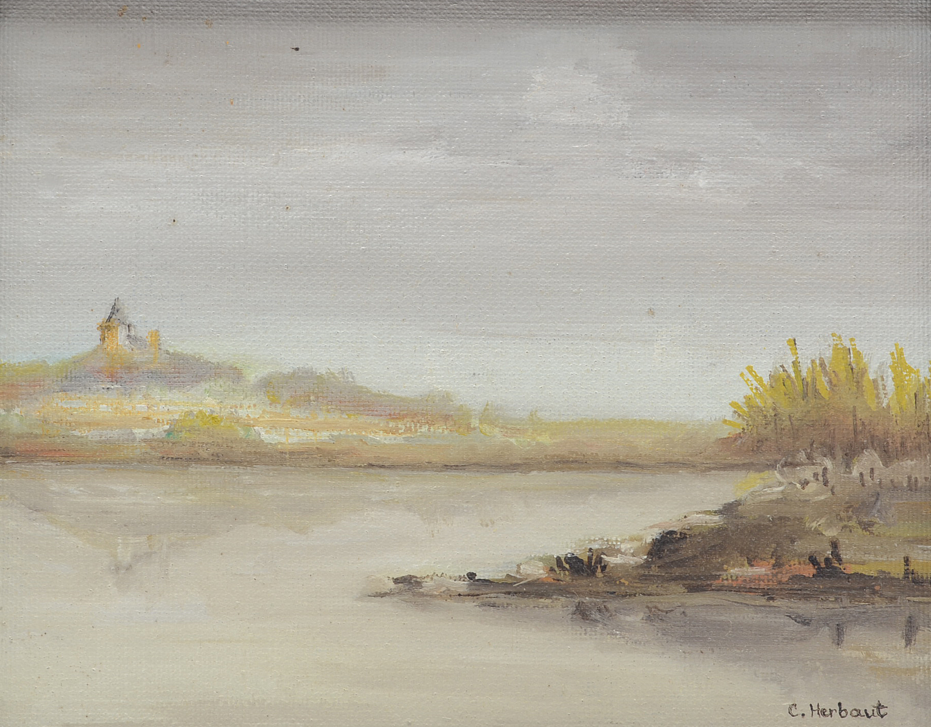 C. Herbaut Oil Painting on Board "Paysage"