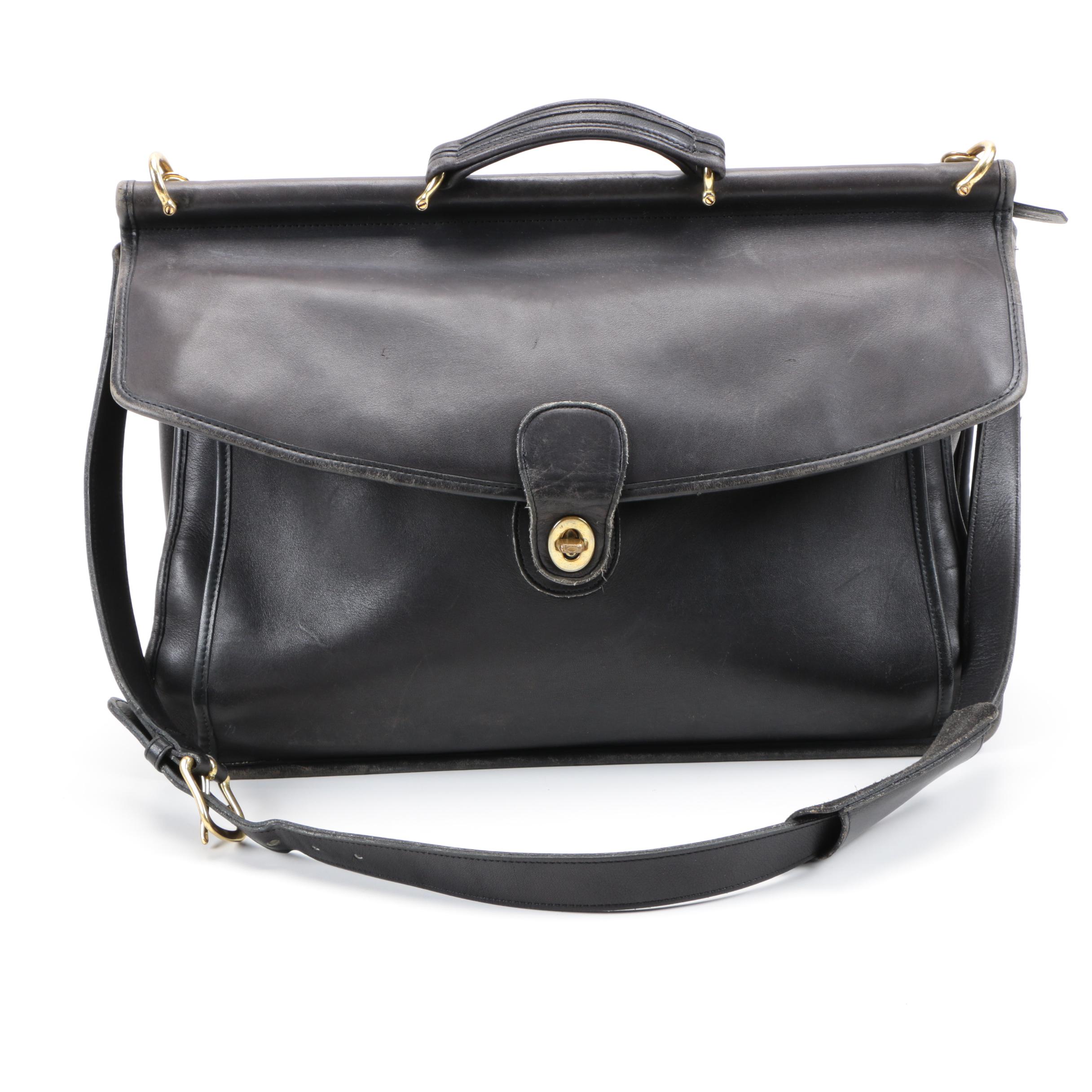 Vintage Coach Legacy Black Leather Briefcase