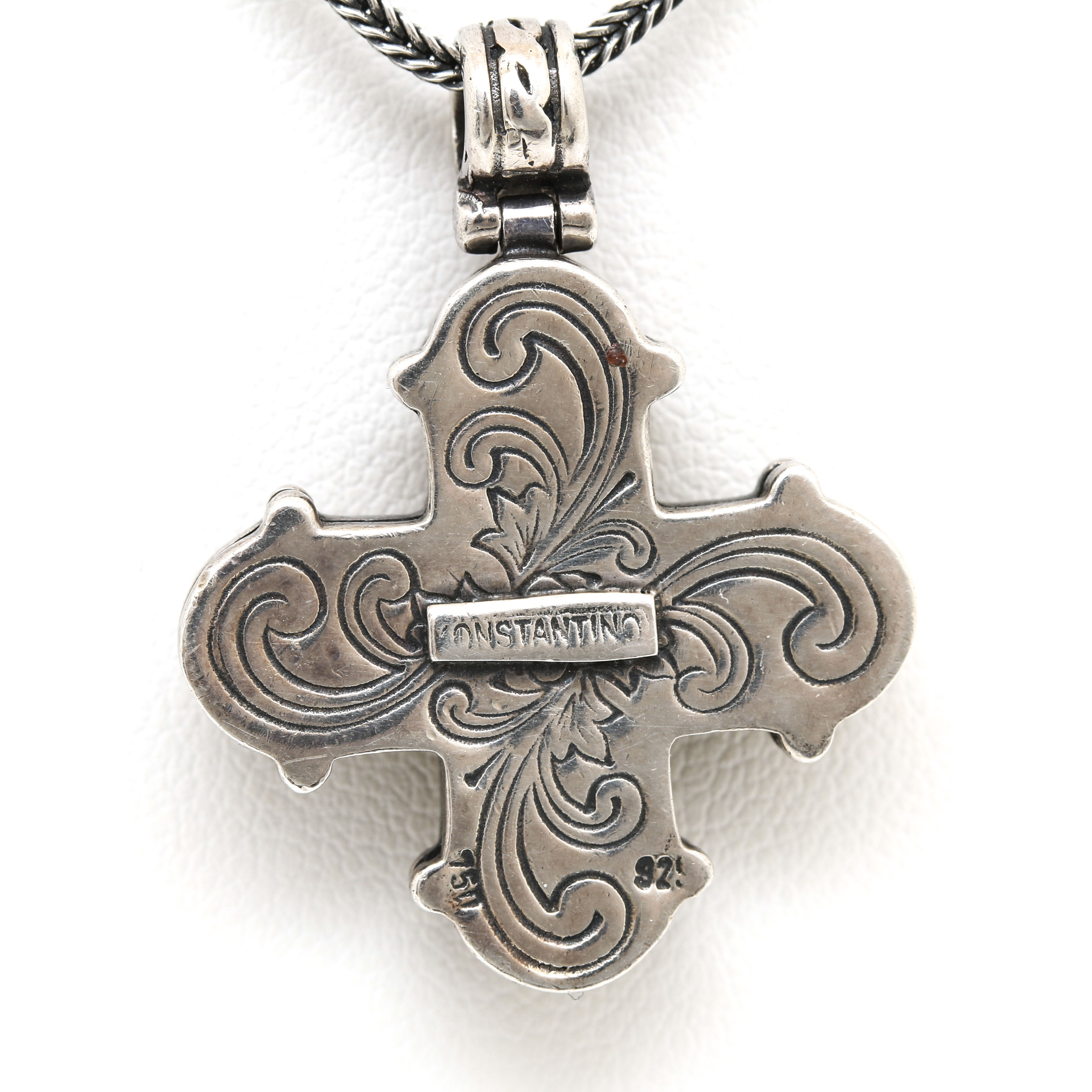 Konstantino Sterling Silver and Topaz Cross Pendant Necklace with 18K Accents