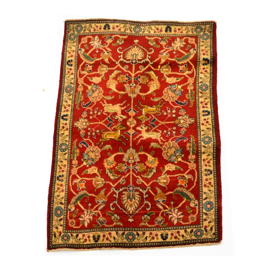 Vintage Hand-Knotted Persian Qum Accent Rug