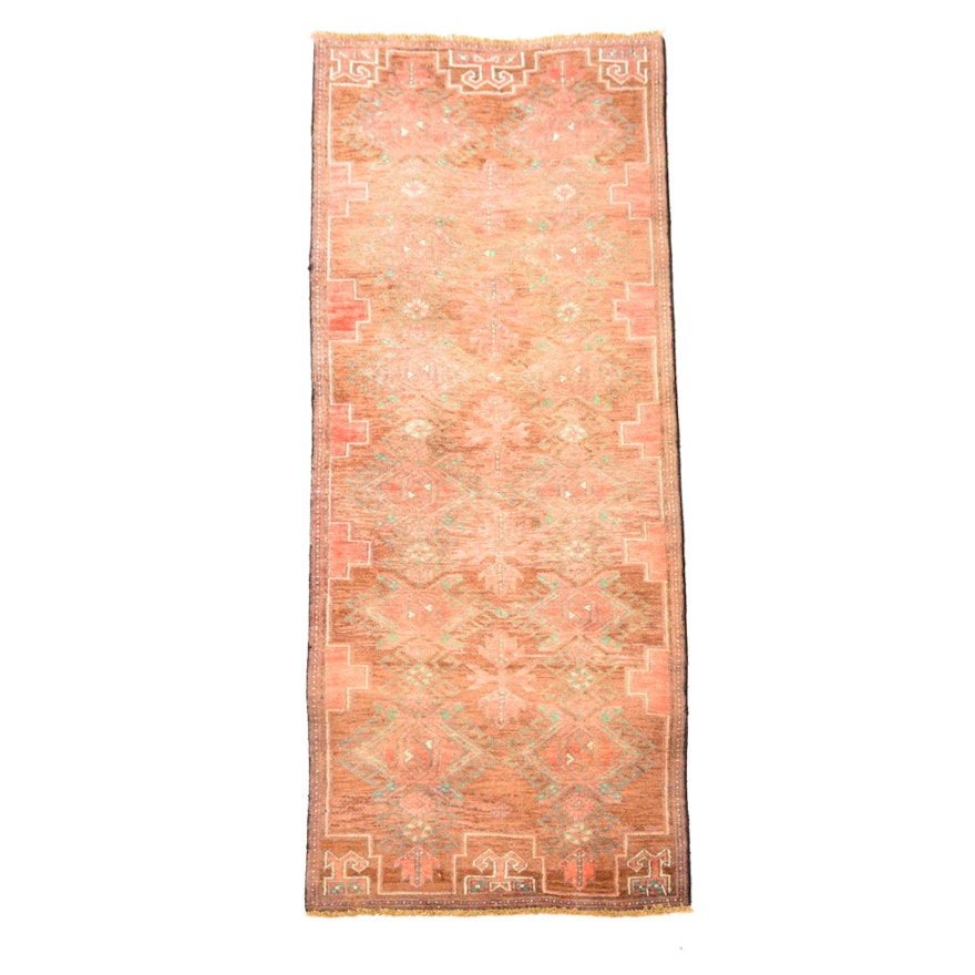 Vintage Hand-Knotted Caucasian Karabagh Wool Carpet Runner