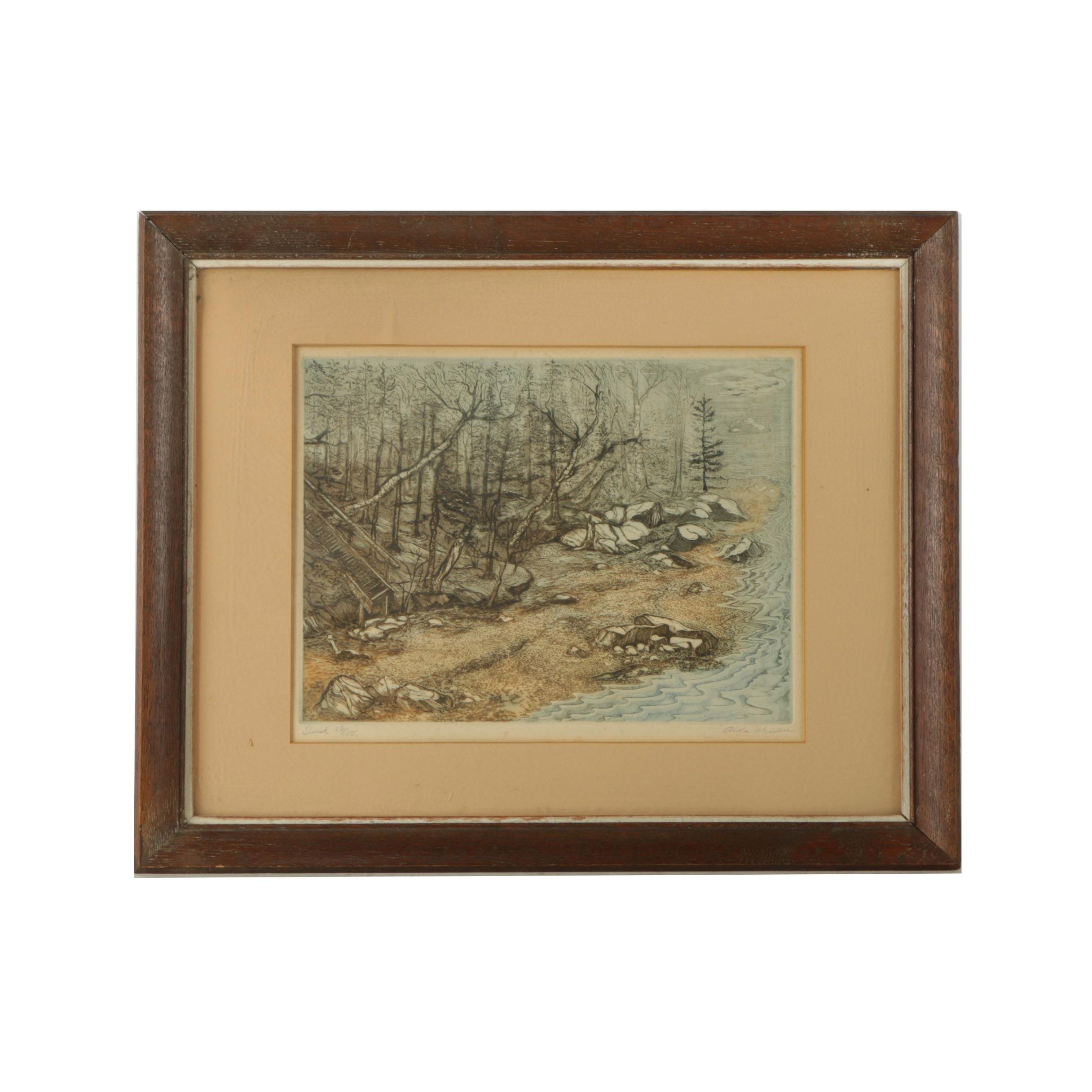 Aida Whedon Limited Edition Mezzotint Etching on Paper "Dusk"