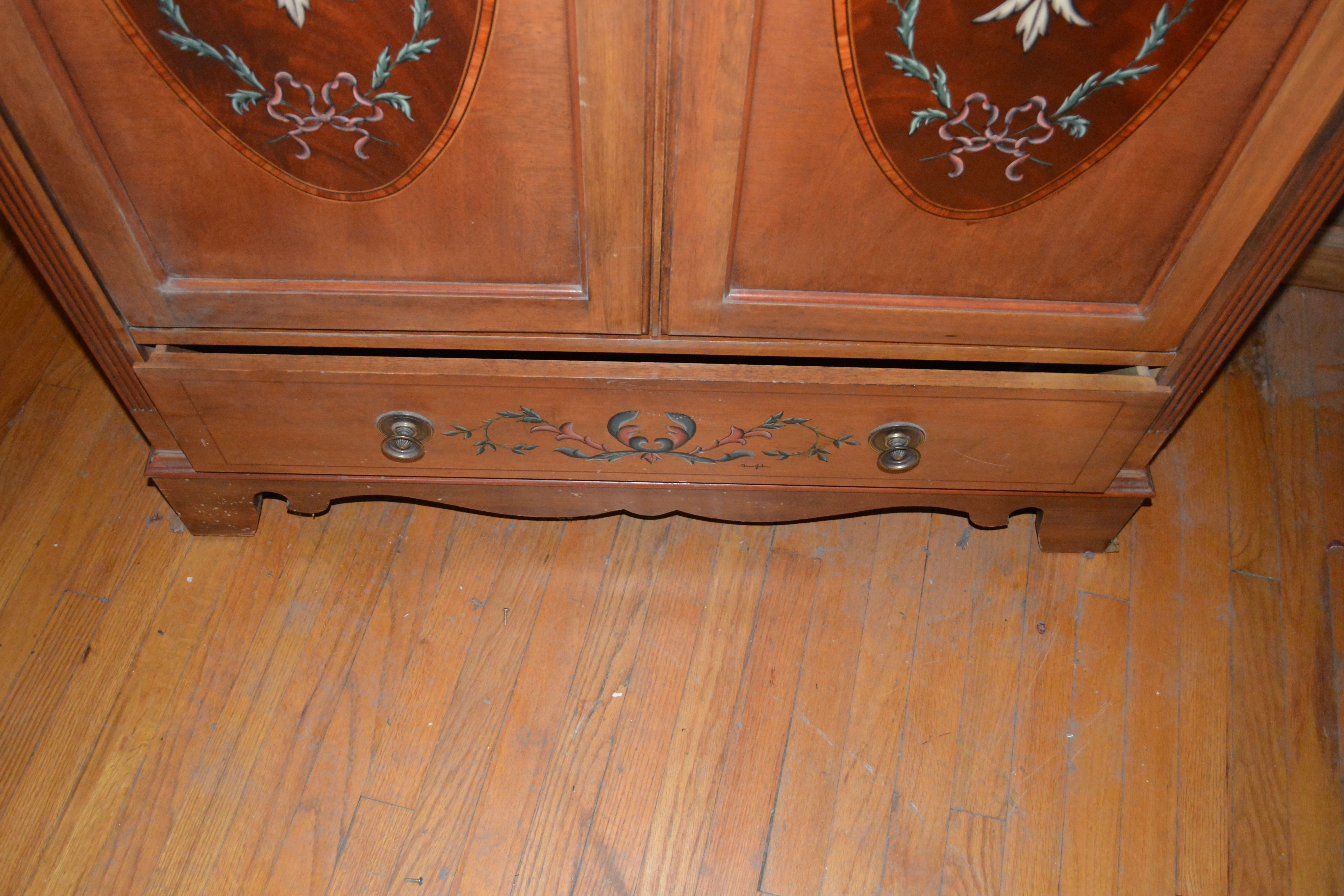 Adams Style Mahogany Entertainment Armoire by Jasper Cabinet