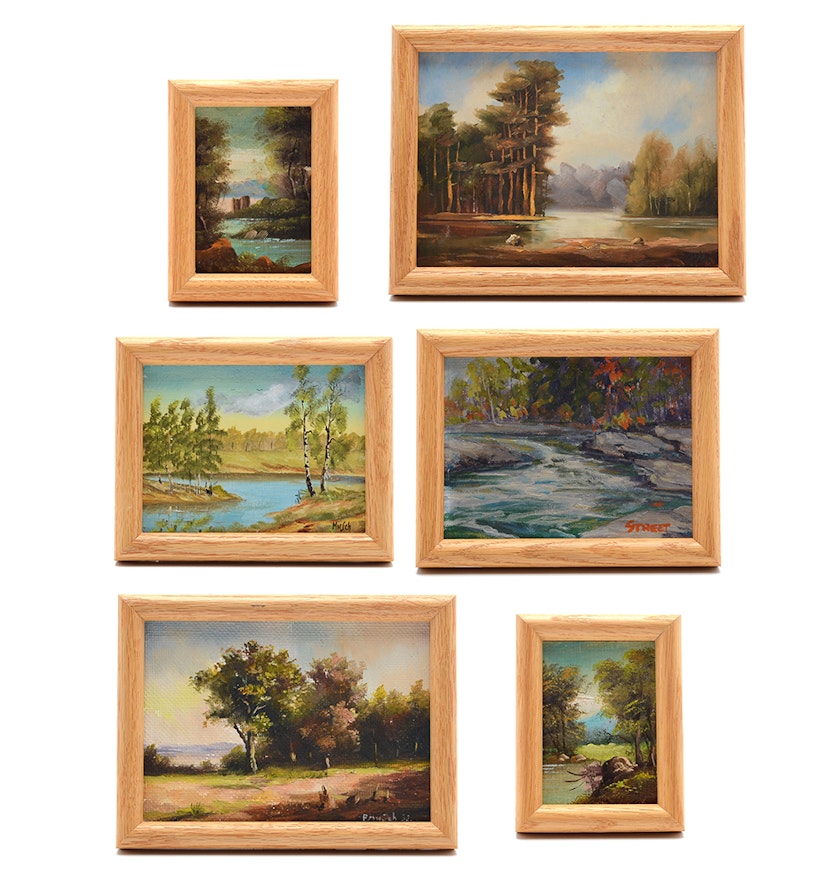 Six Small Original Landscape Oil Paintings
