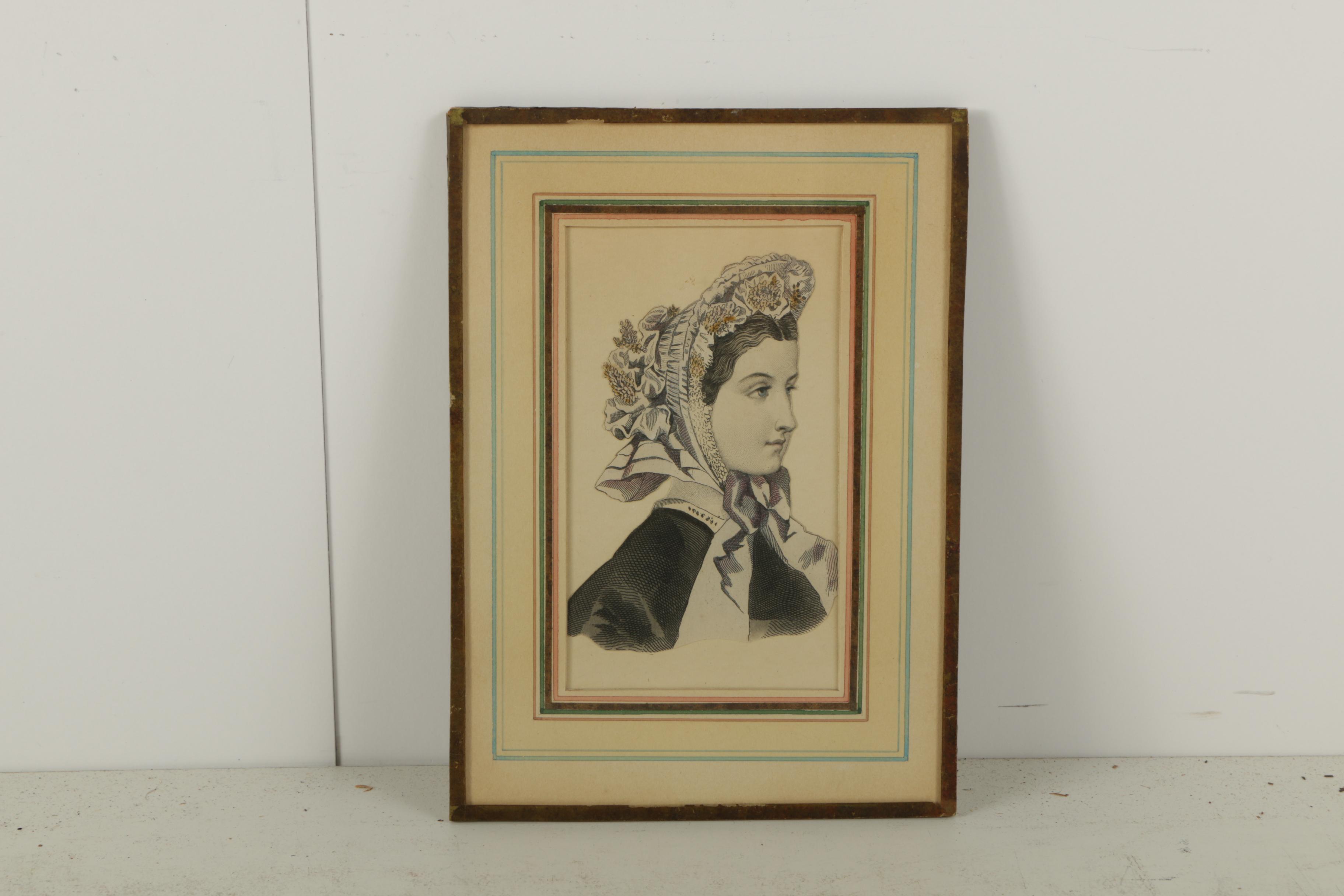 Vintage Hand Colored Etchings on Paper From Fashion Plates