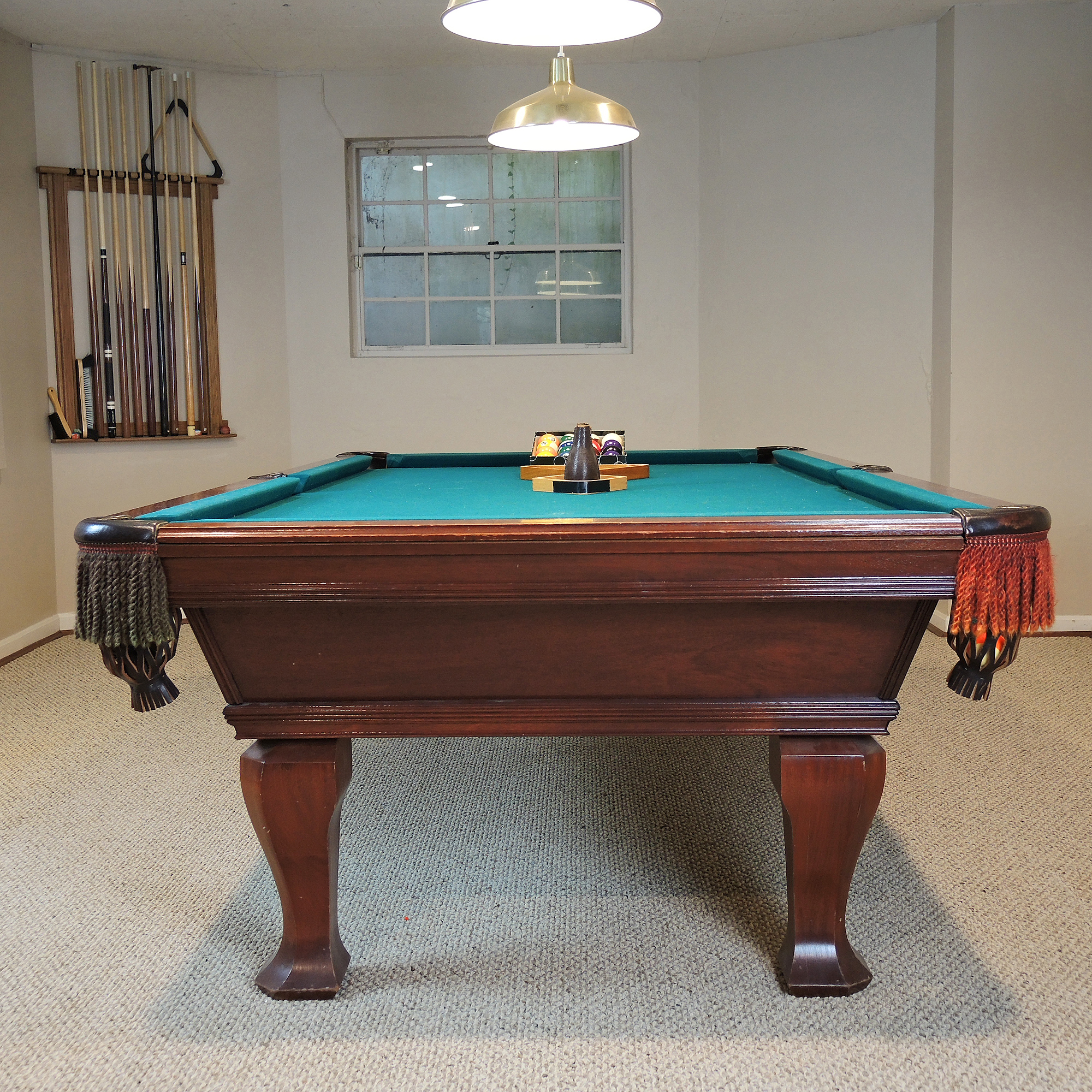 Dynamo-McIntire Billiard Table, Cue Stand, and Accessories