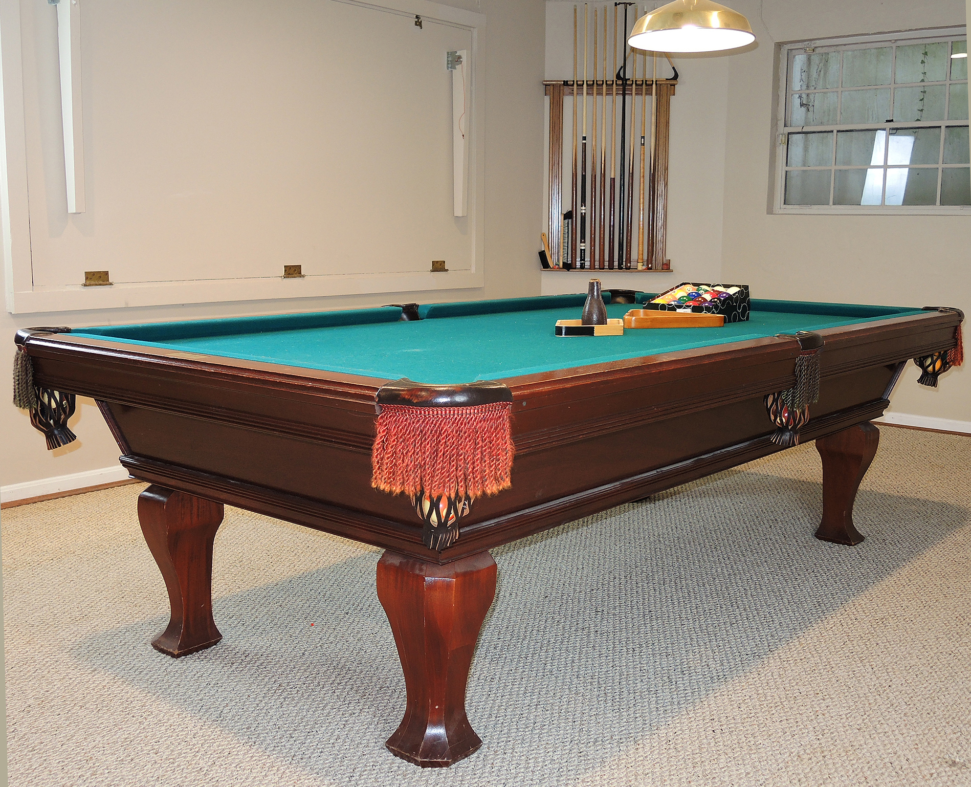 Dynamo-McIntire Billiard Table, Cue Stand, and Accessories