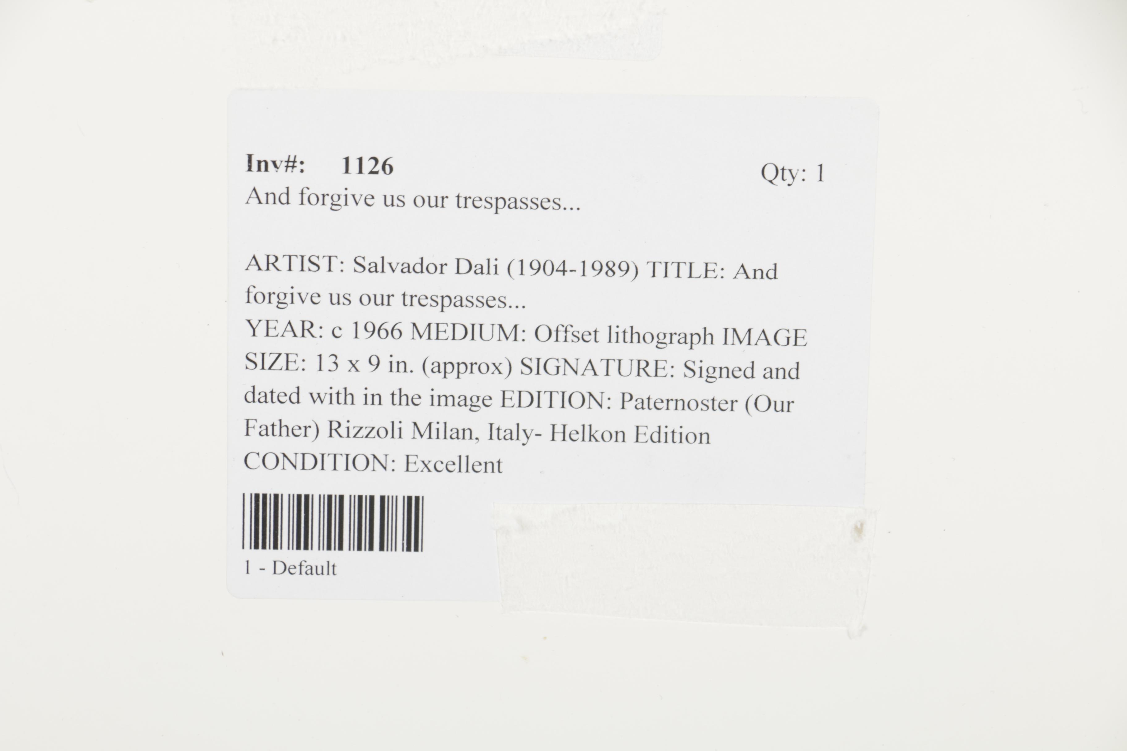 Reproduction Print After Salvador Dali "Forgive Us Our Trespasses"