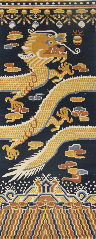 Antique Tibetan "Khaden" Dragon Temple Rug