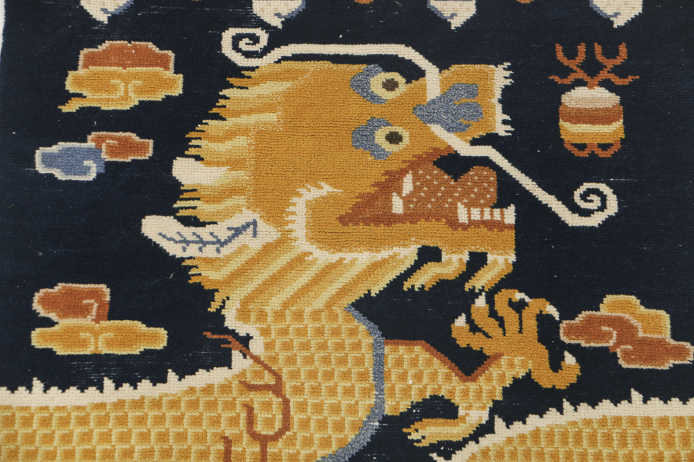 Antique Tibetan "Khaden" Dragon Temple Rug