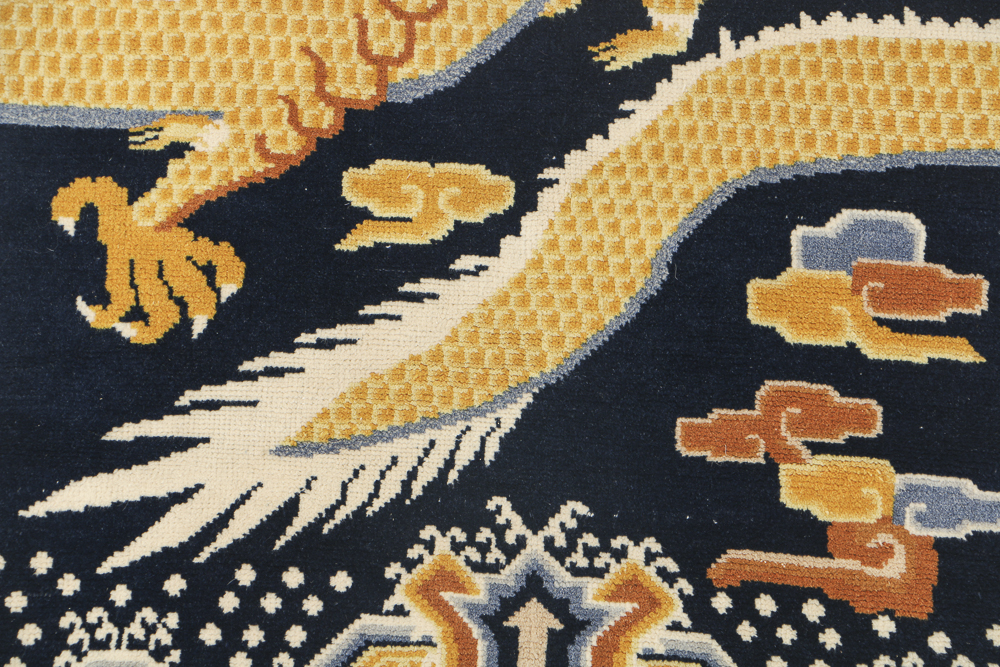 Antique Tibetan "Khaden" Dragon Temple Rug