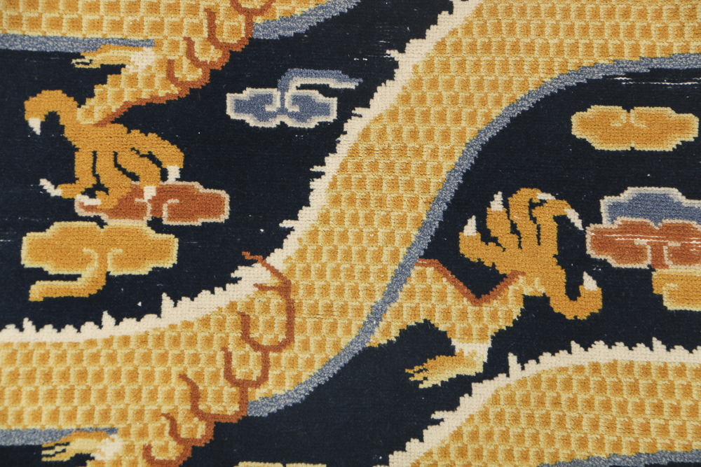 Antique Tibetan "Khaden" Dragon Temple Rug