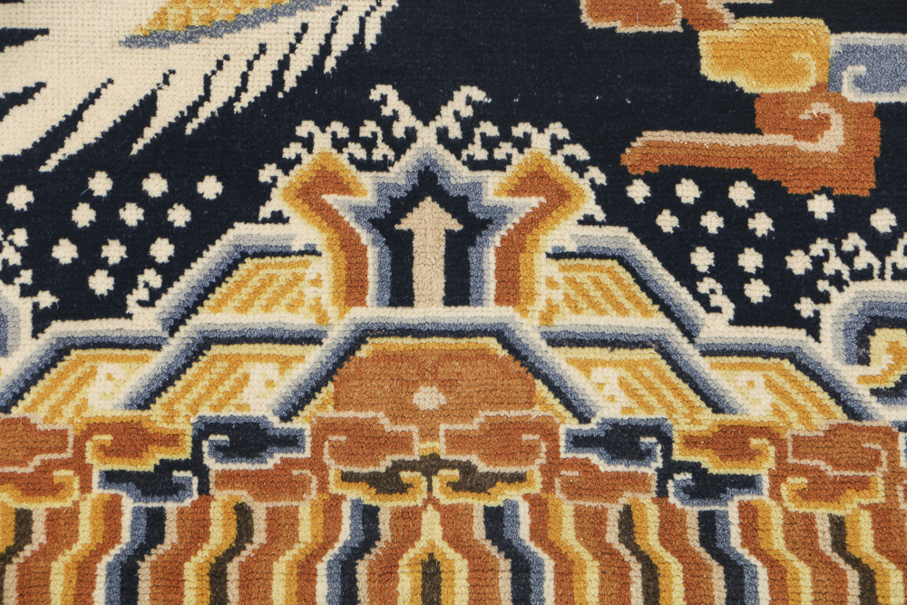 Antique Tibetan "Khaden" Dragon Temple Rug