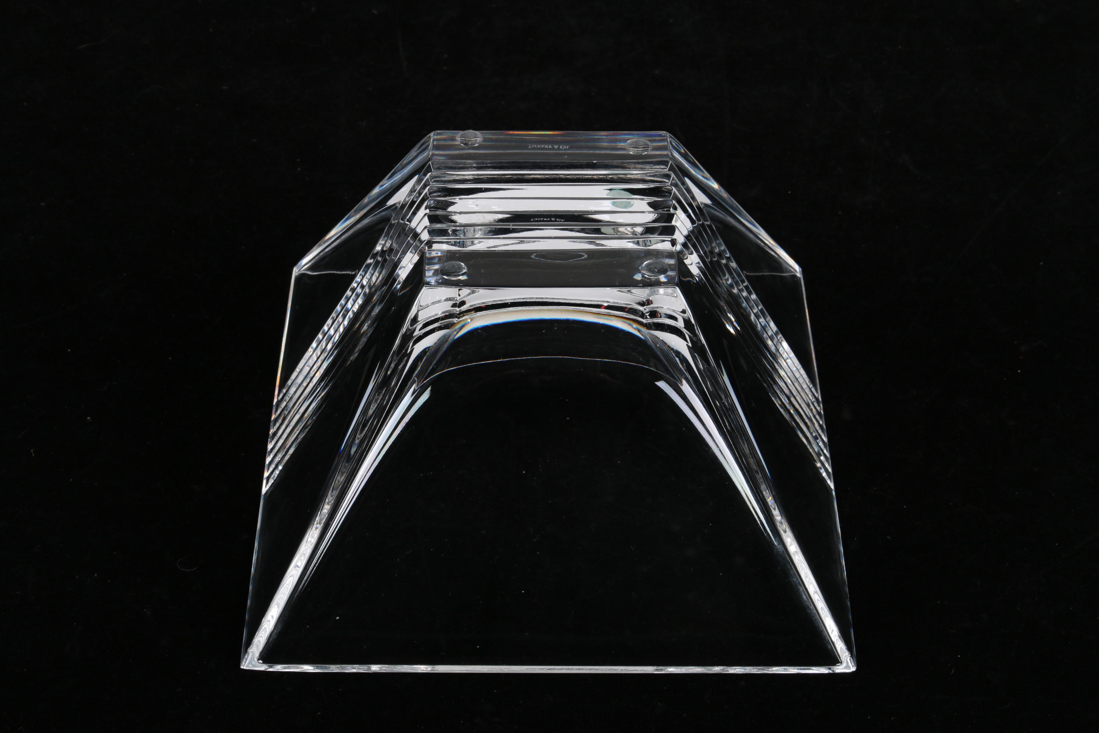 Tiffany & Co "Metropolis" Pattern Crystal Bowl