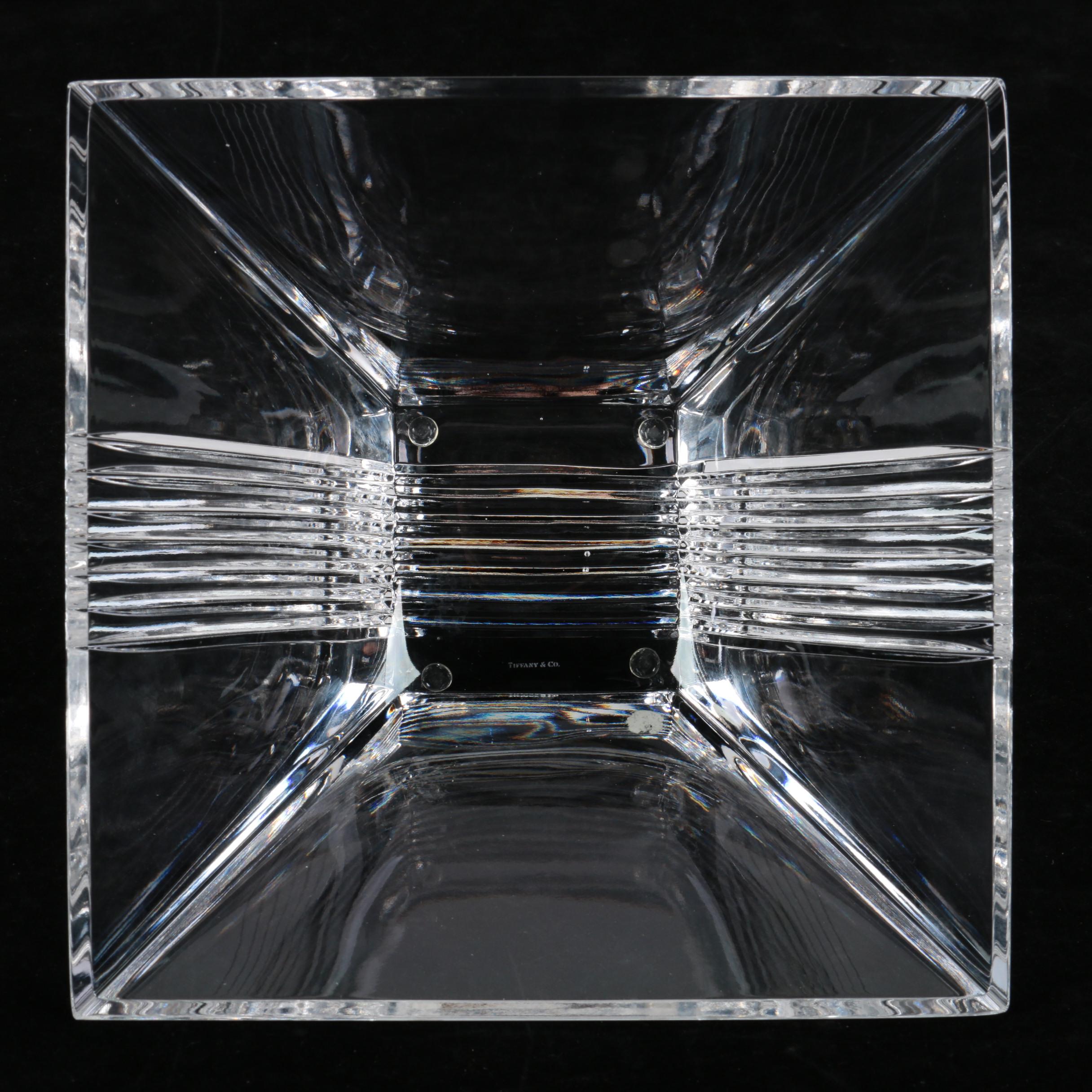 Tiffany & Co "Metropolis" Pattern Crystal Bowl