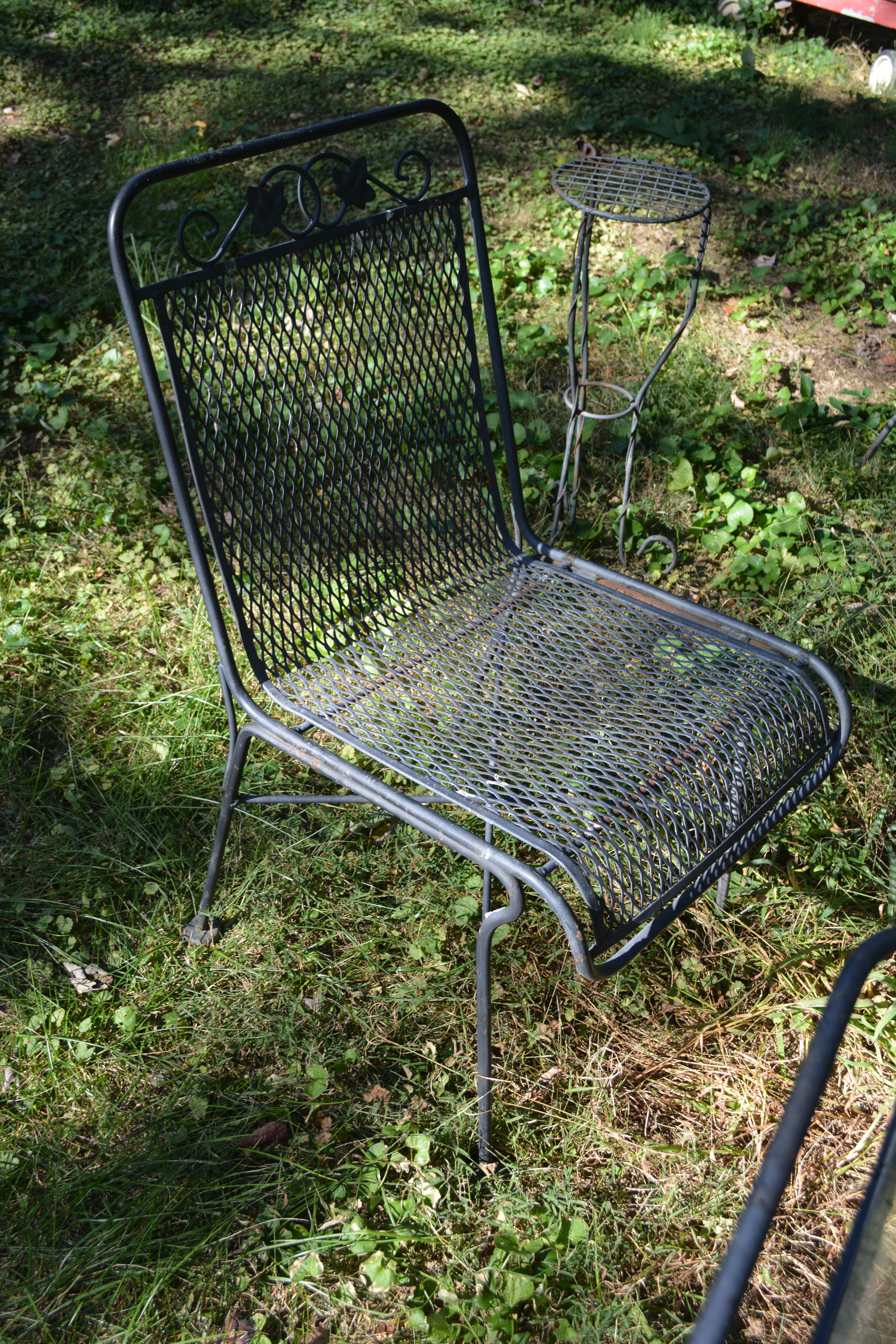 Seven Piece Black Wrought Iron Patio Set