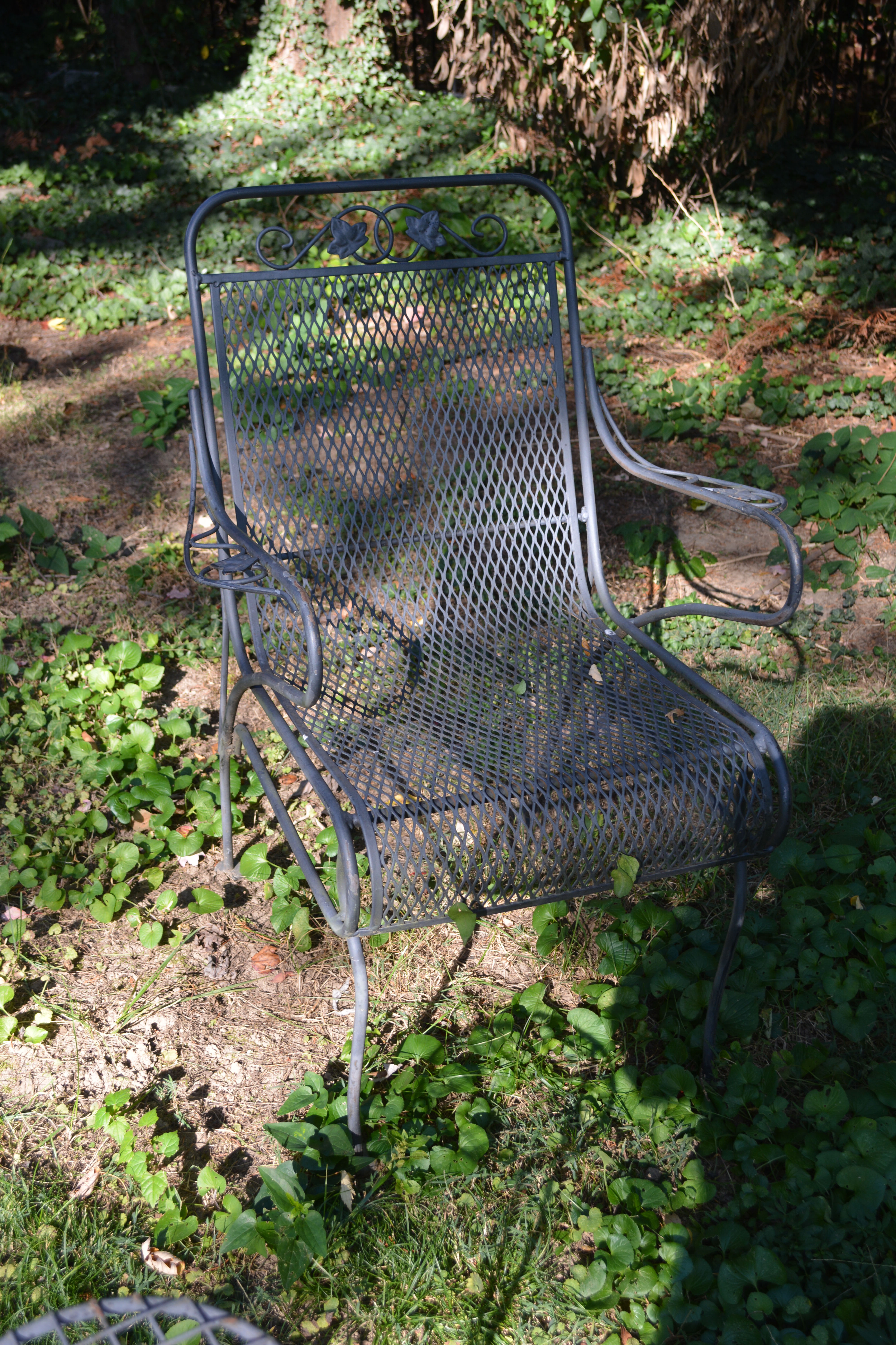 Seven Piece Black Wrought Iron Patio Set