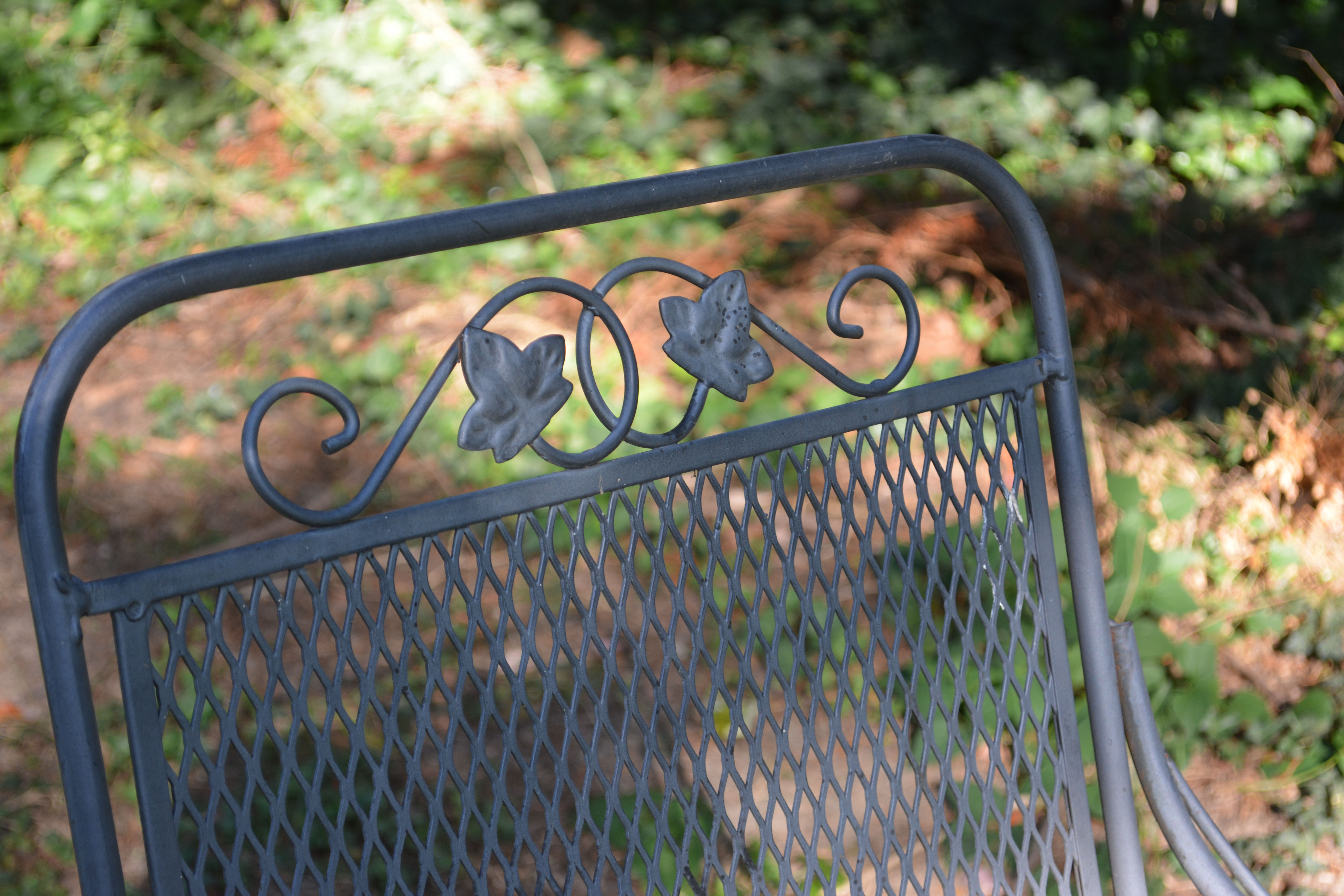 Seven Piece Black Wrought Iron Patio Set