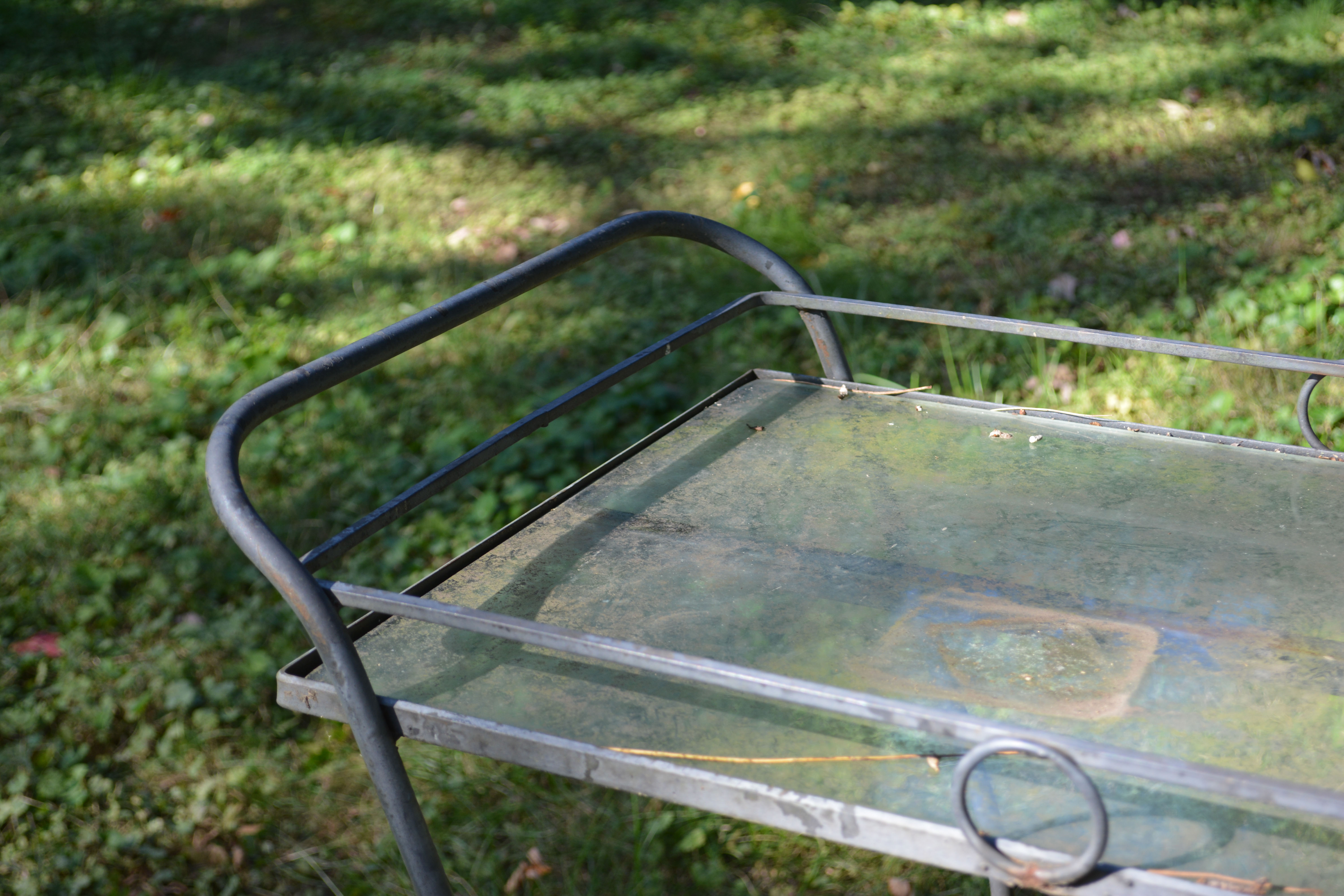 Seven Piece Black Wrought Iron Patio Set