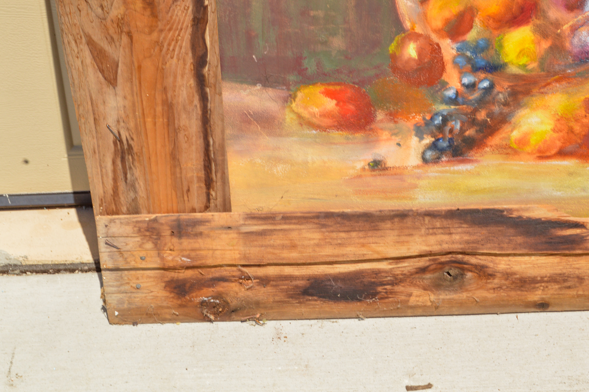 Acrylic Painting on Board of a Woman and a Fruit Still Life