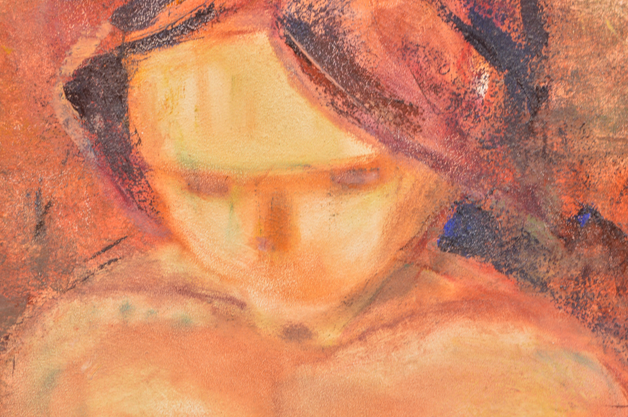 Acrylic Painting on Board of a Woman and a Fruit Still Life