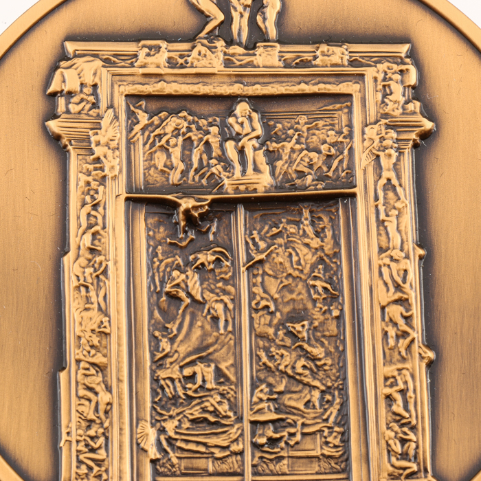 Three Franklin Mint Bronze Commemorative Medallions, JFK and Rodin