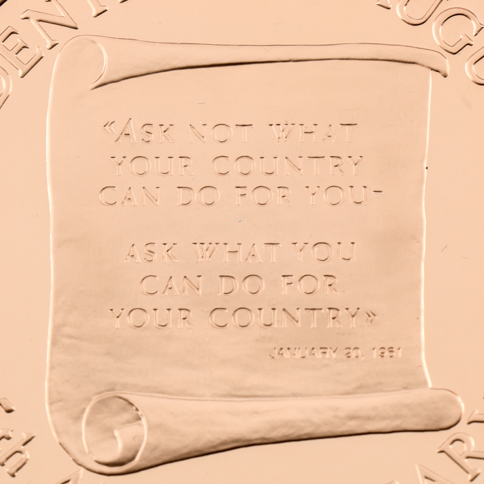 Three Franklin Mint Bronze Commemorative Medallions, JFK and Rodin