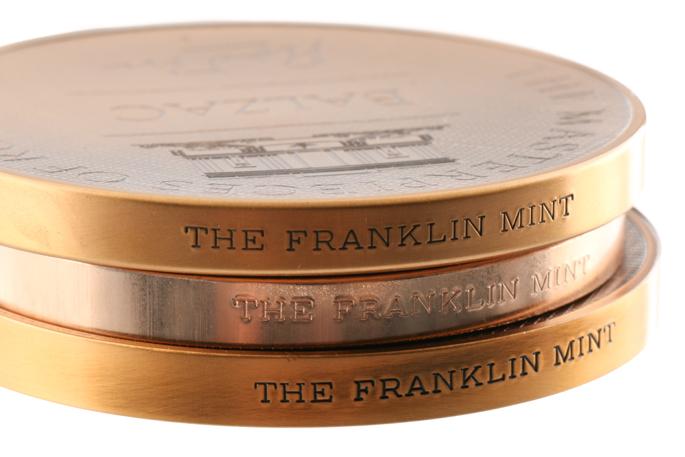 Three Franklin Mint Bronze Commemorative Medallions, JFK and Rodin